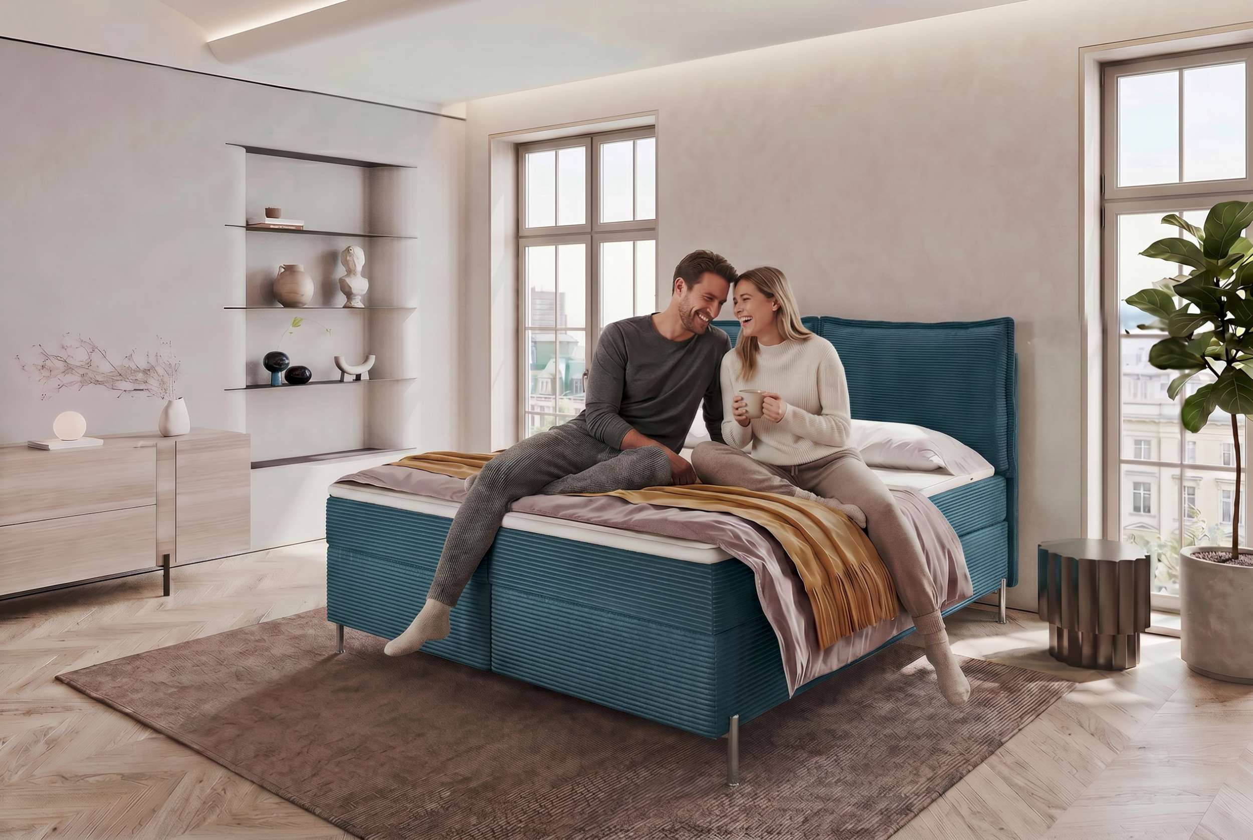 Boxspringbett Elysio Blau