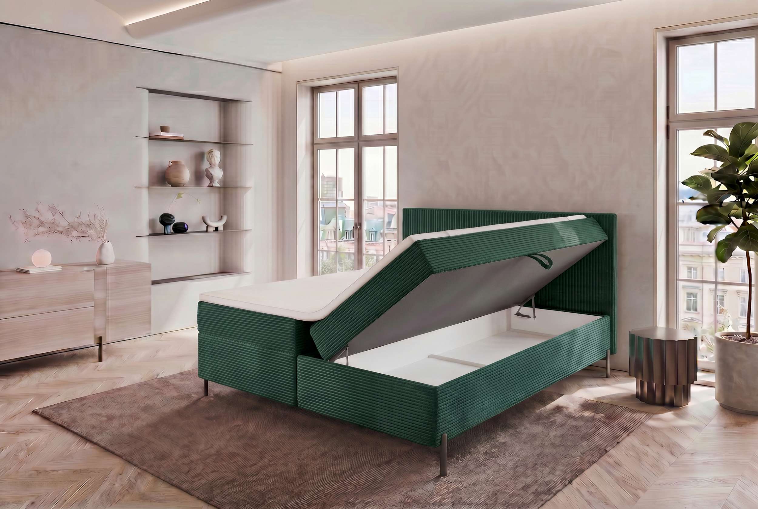 Boxspringbett Elysio Dunkelgrün
