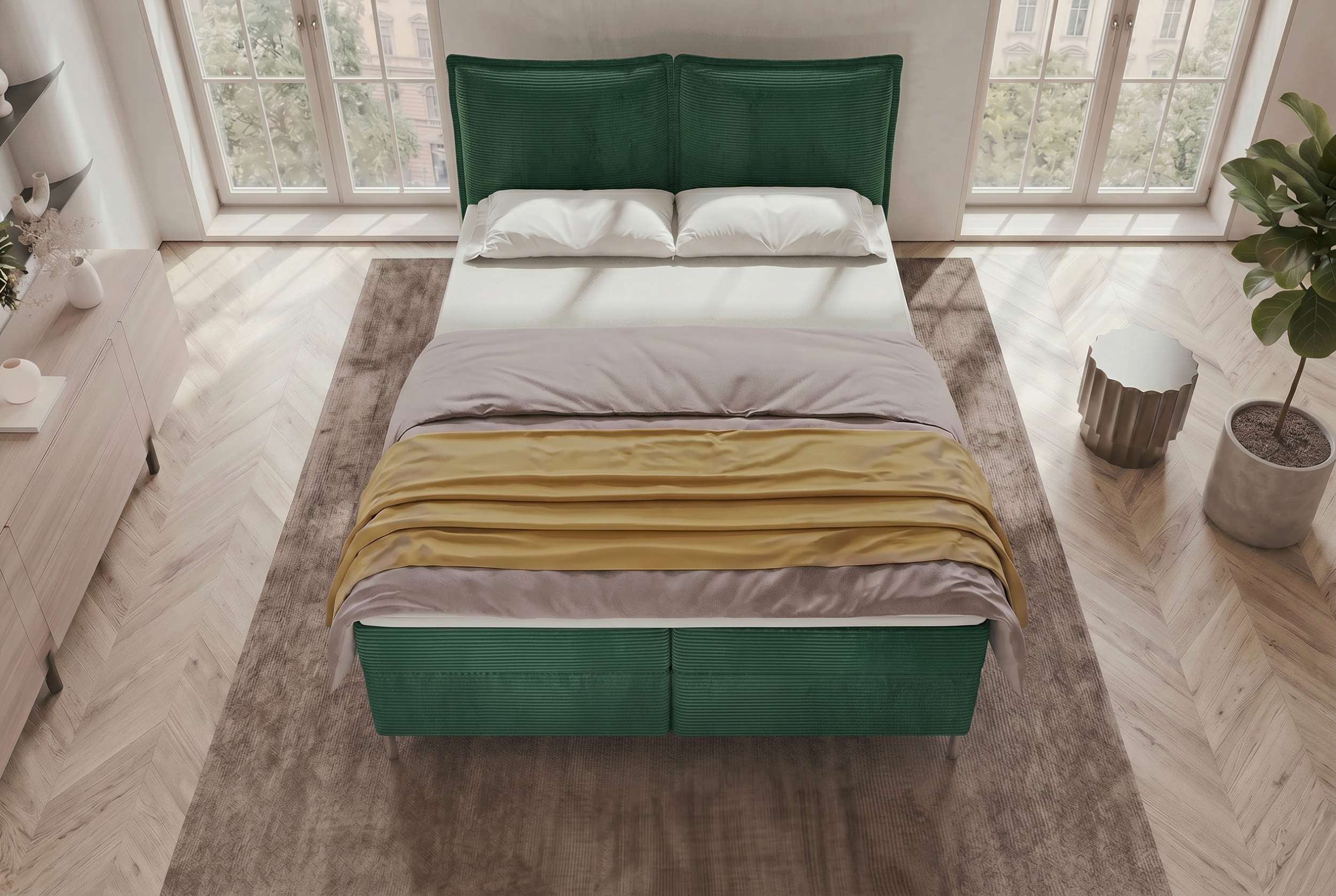 Boxspringbett Elysio Dunkelgrün