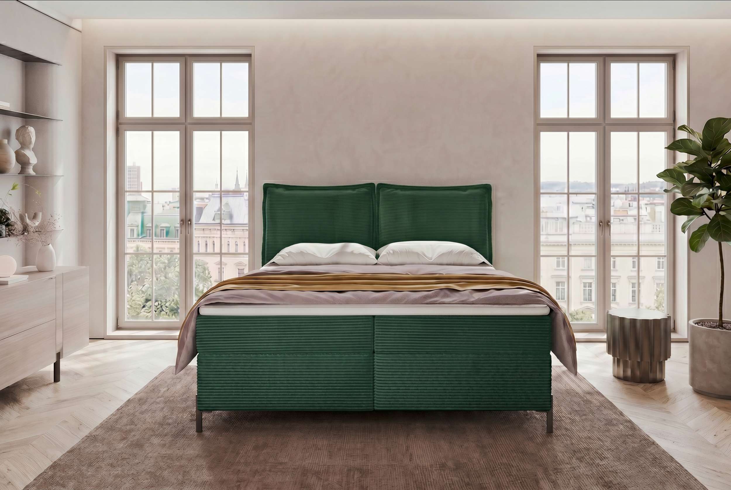 Boxspringbett Elysio Dunkelgrün