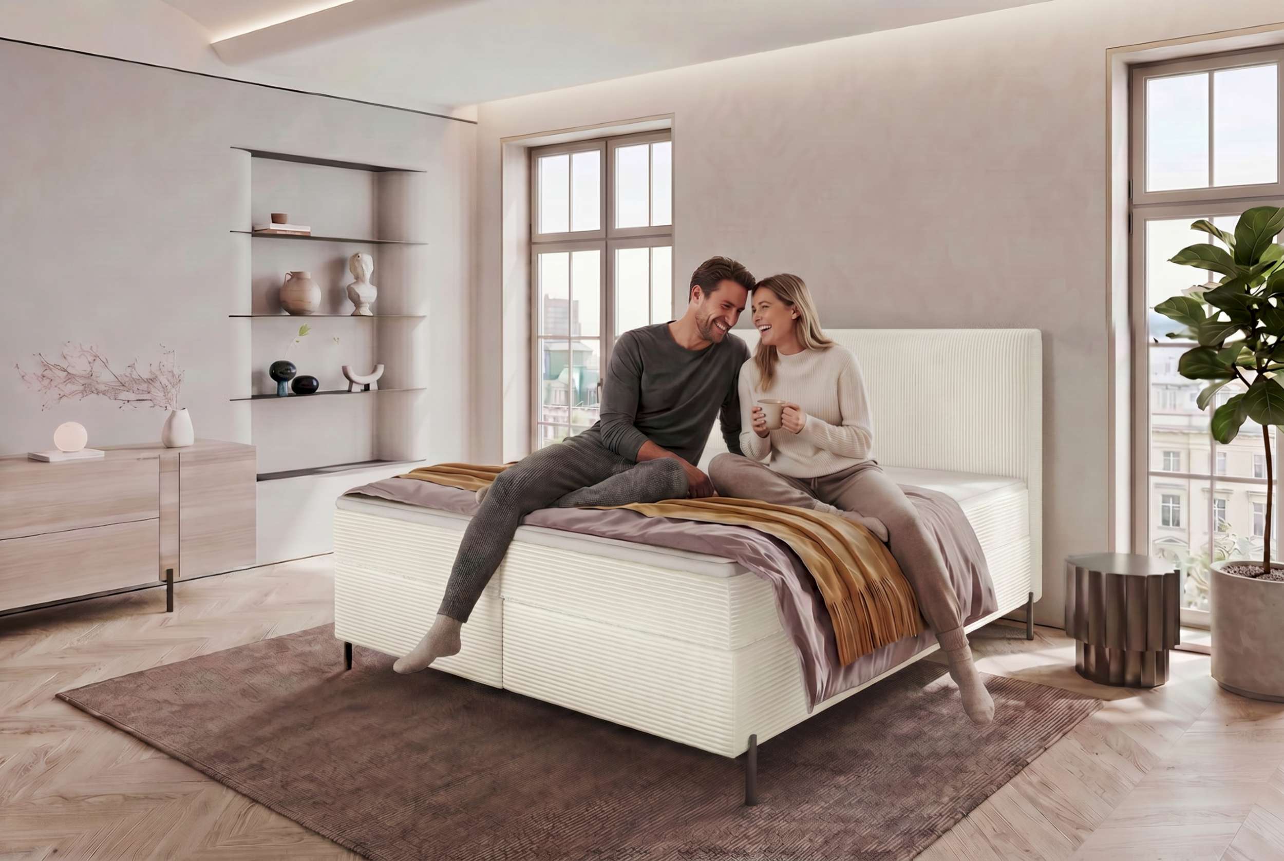 Boxspringbett Elysio Creme