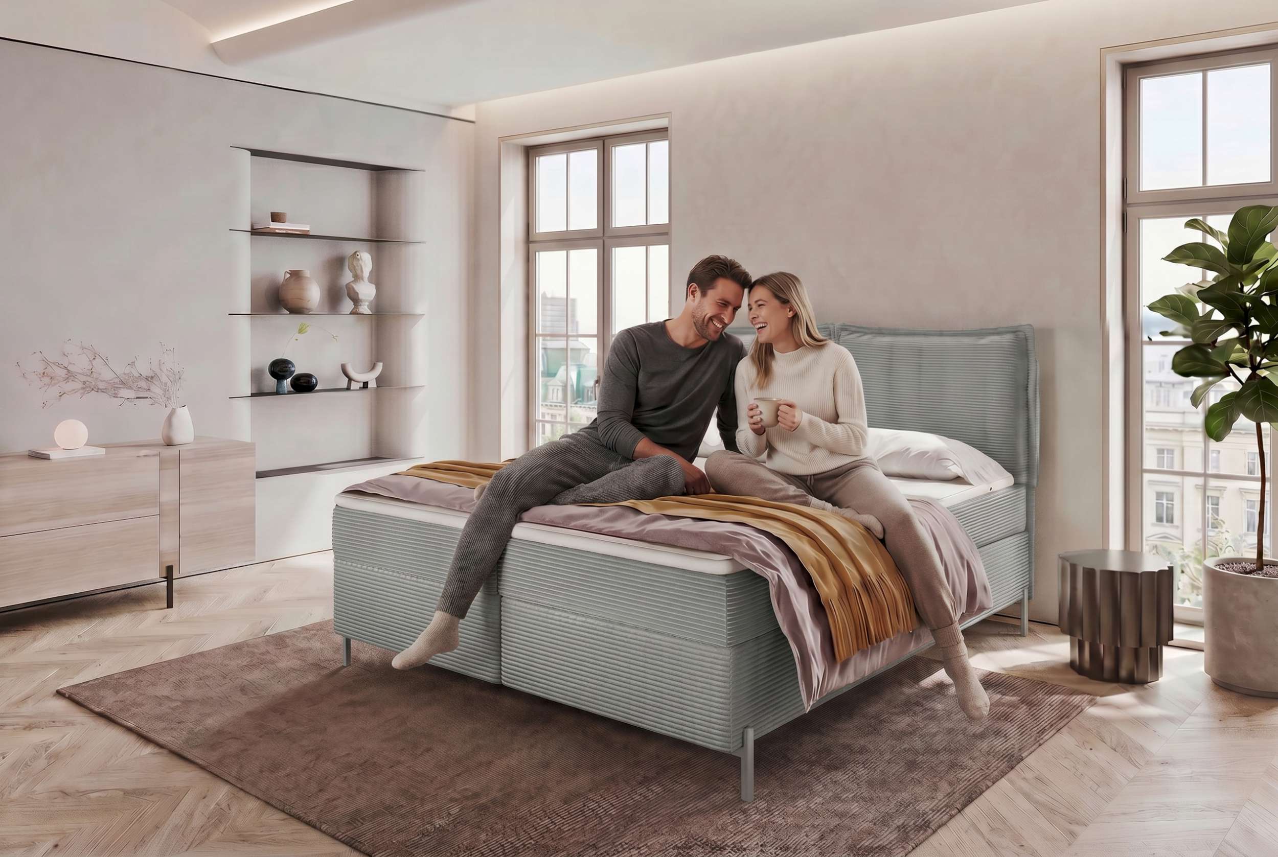 Boxspringbett Elysio Hellgrau