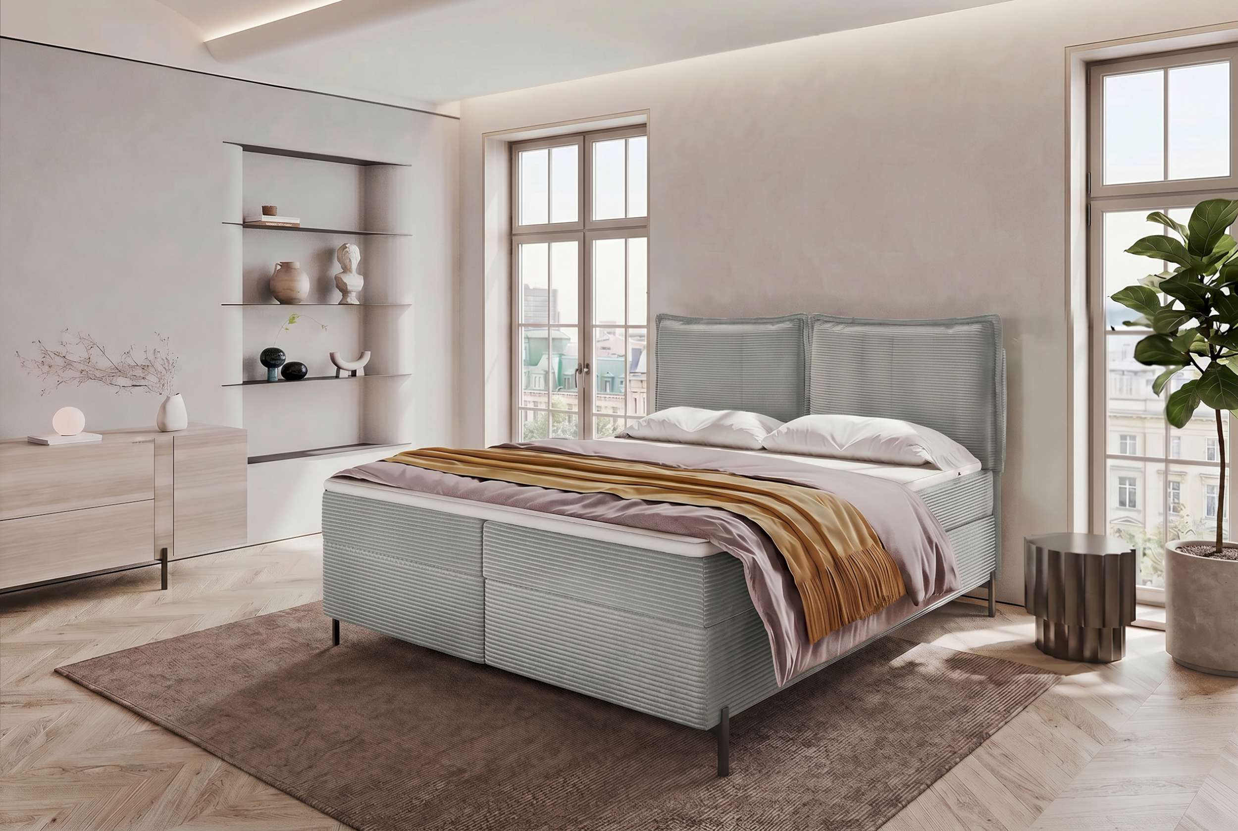 Boxspringbett Elysio Hellgrau
