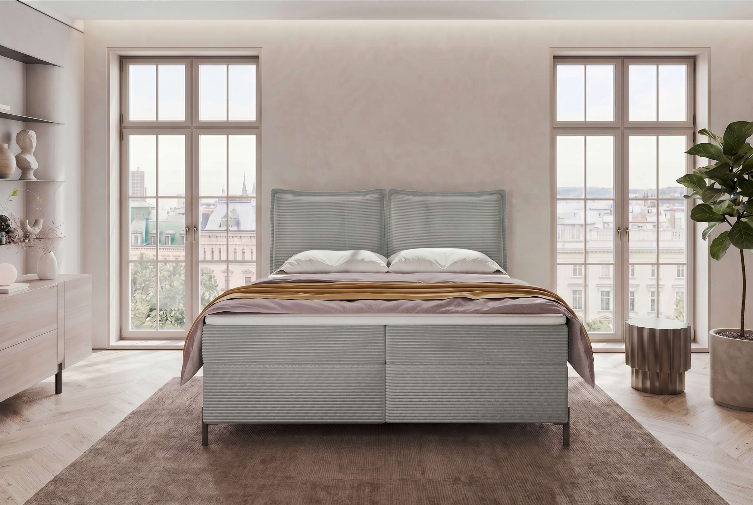 Boxspringbett Elysio Hellgrau