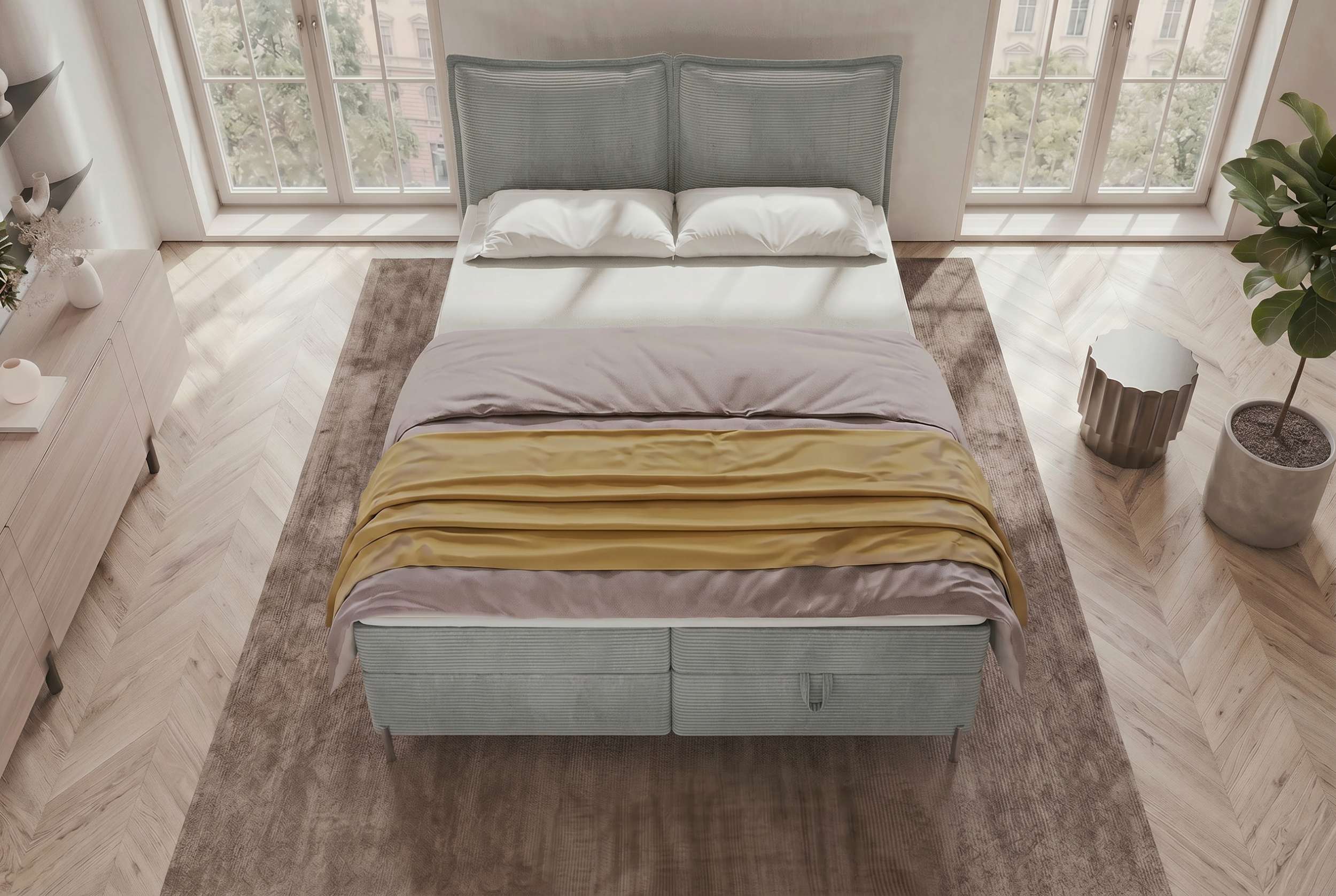 Boxspringbett Elysio Hellgrau