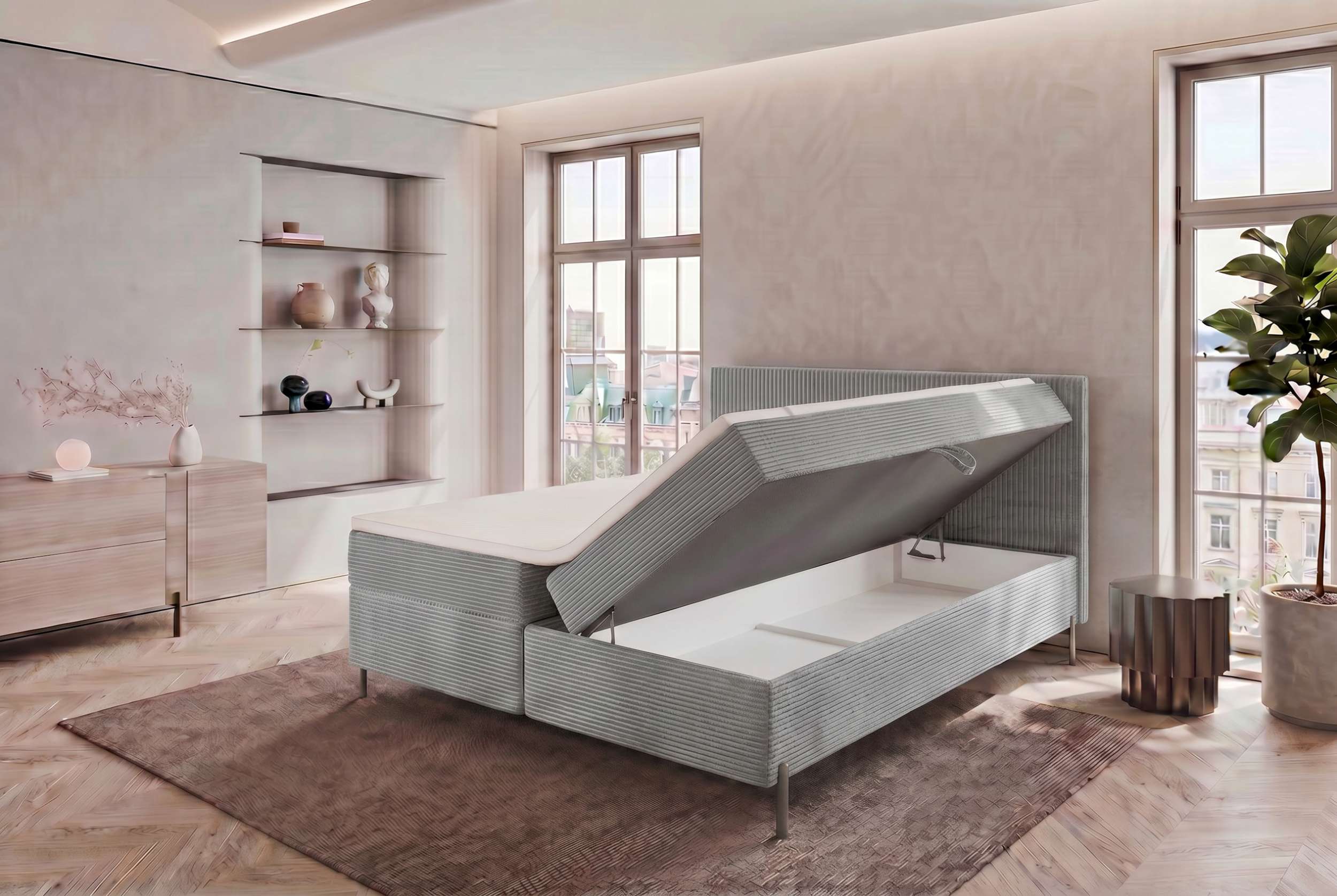 Boxspringbett Elysio Hellgrau