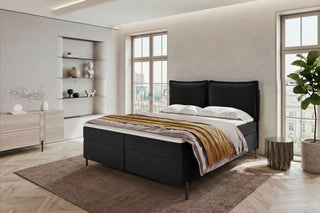 Boxspringbett Elysio in Stoff Schwarz