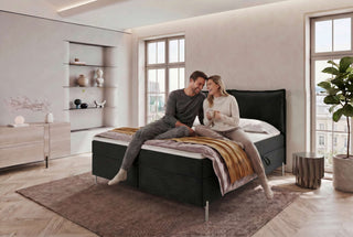 Boxspringbett Elysio in Stoff Schwarz