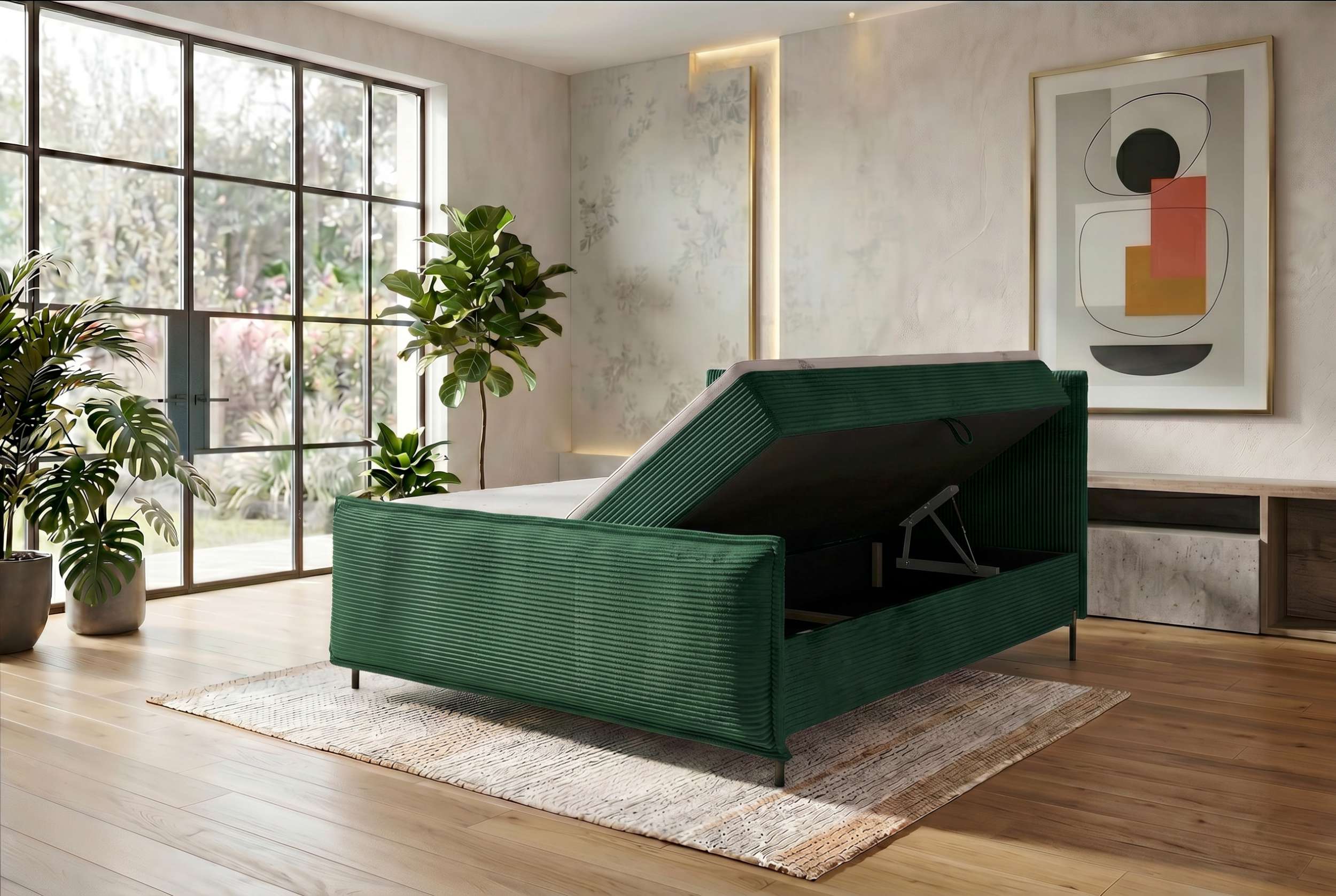 Boxspringbett Elysio Plus Dunkelgrün