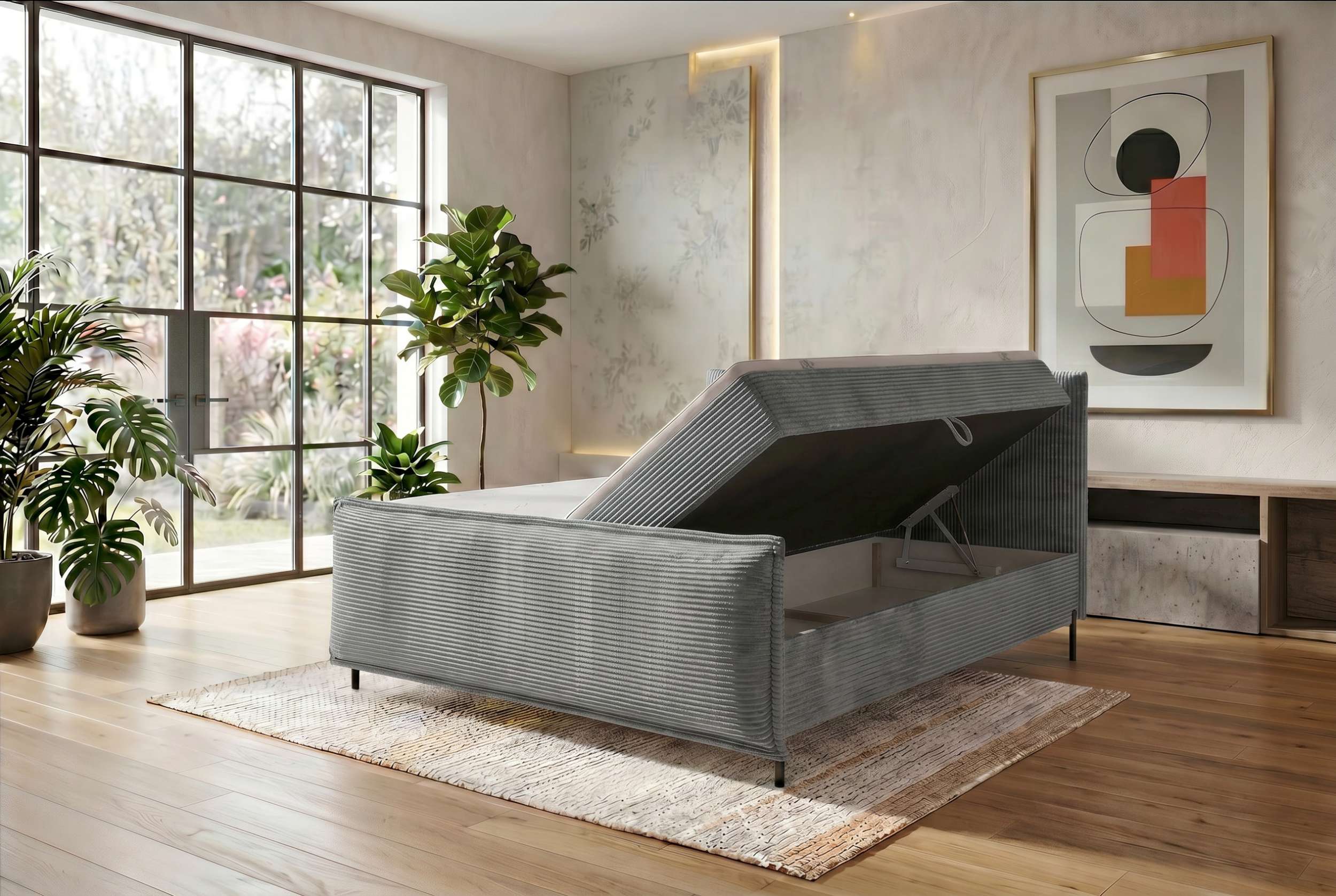 Boxspringbett Elysio Plus Hellgrau