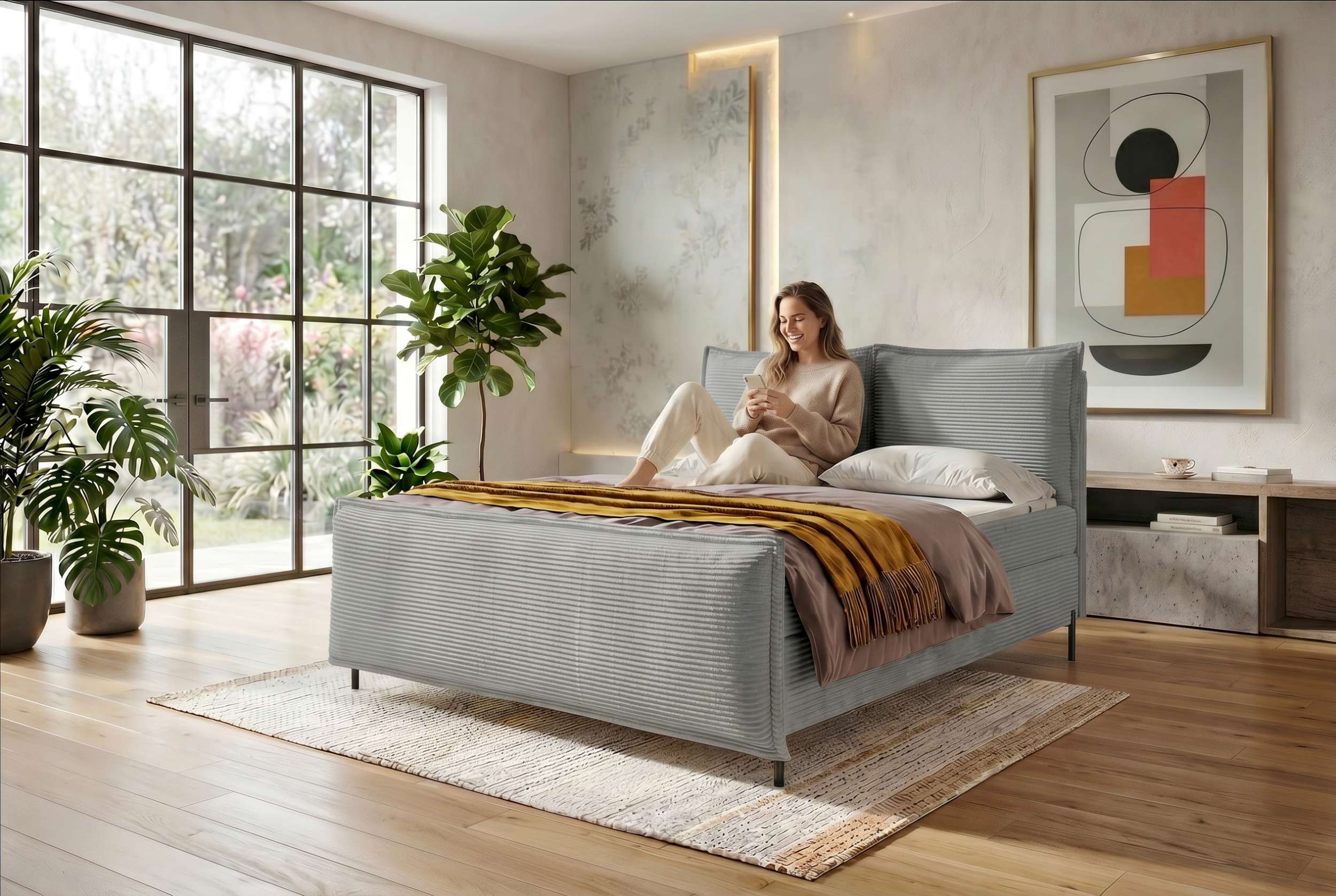 Boxspringbett Elysio Plus Hellgrau