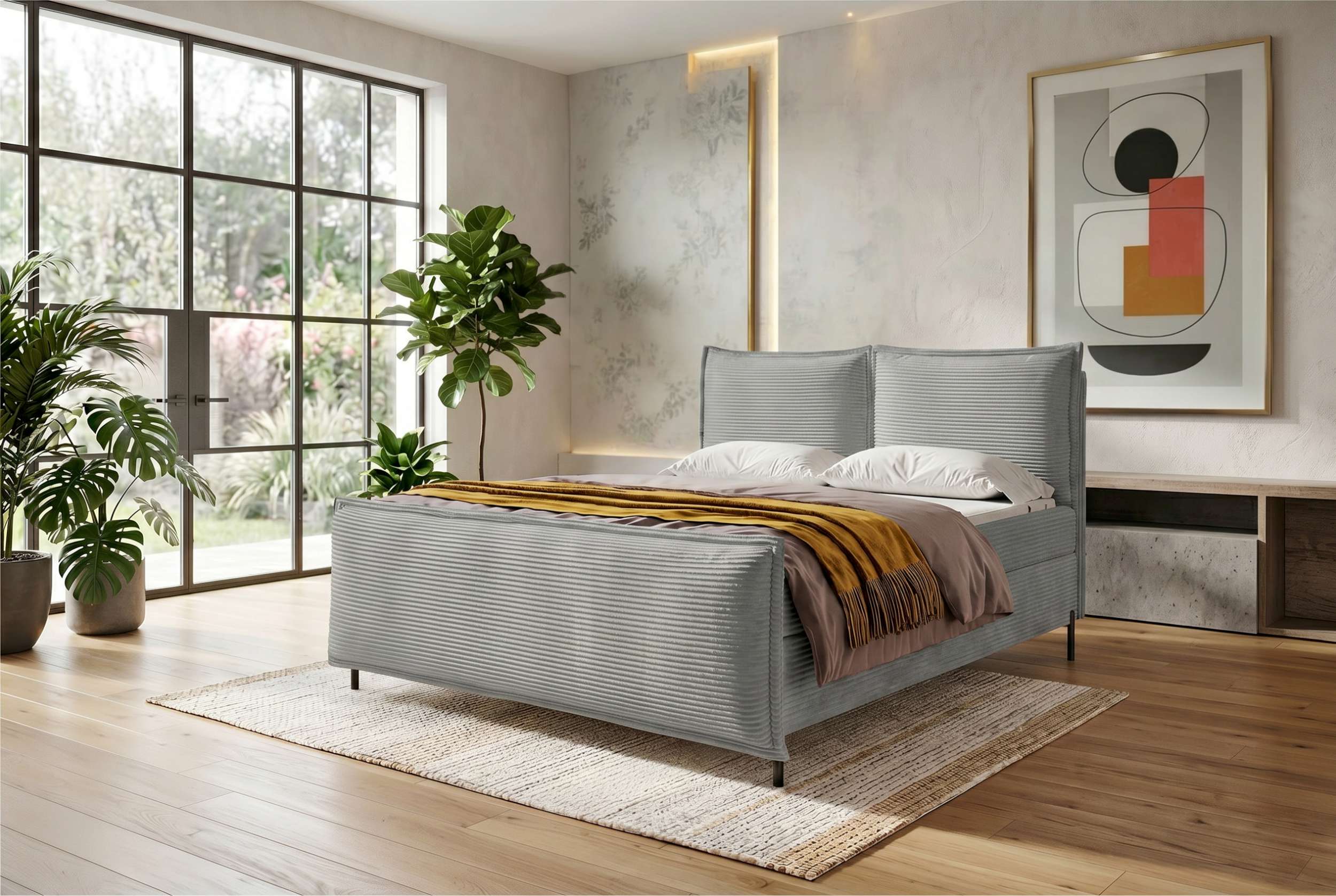 Boxspringbett Elysio Plus Hellgrau