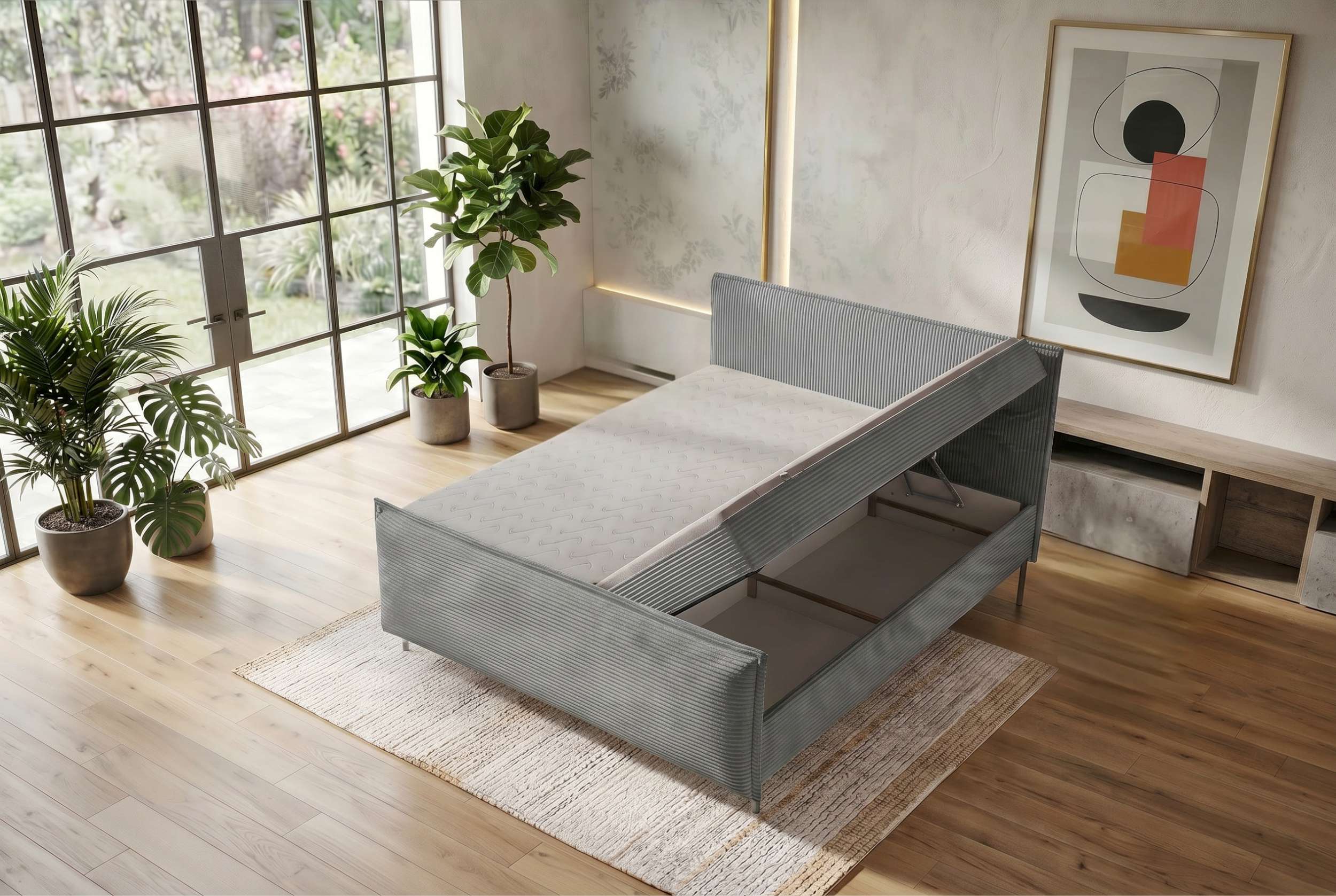 Boxspringbett Elysio Plus Hellgrau