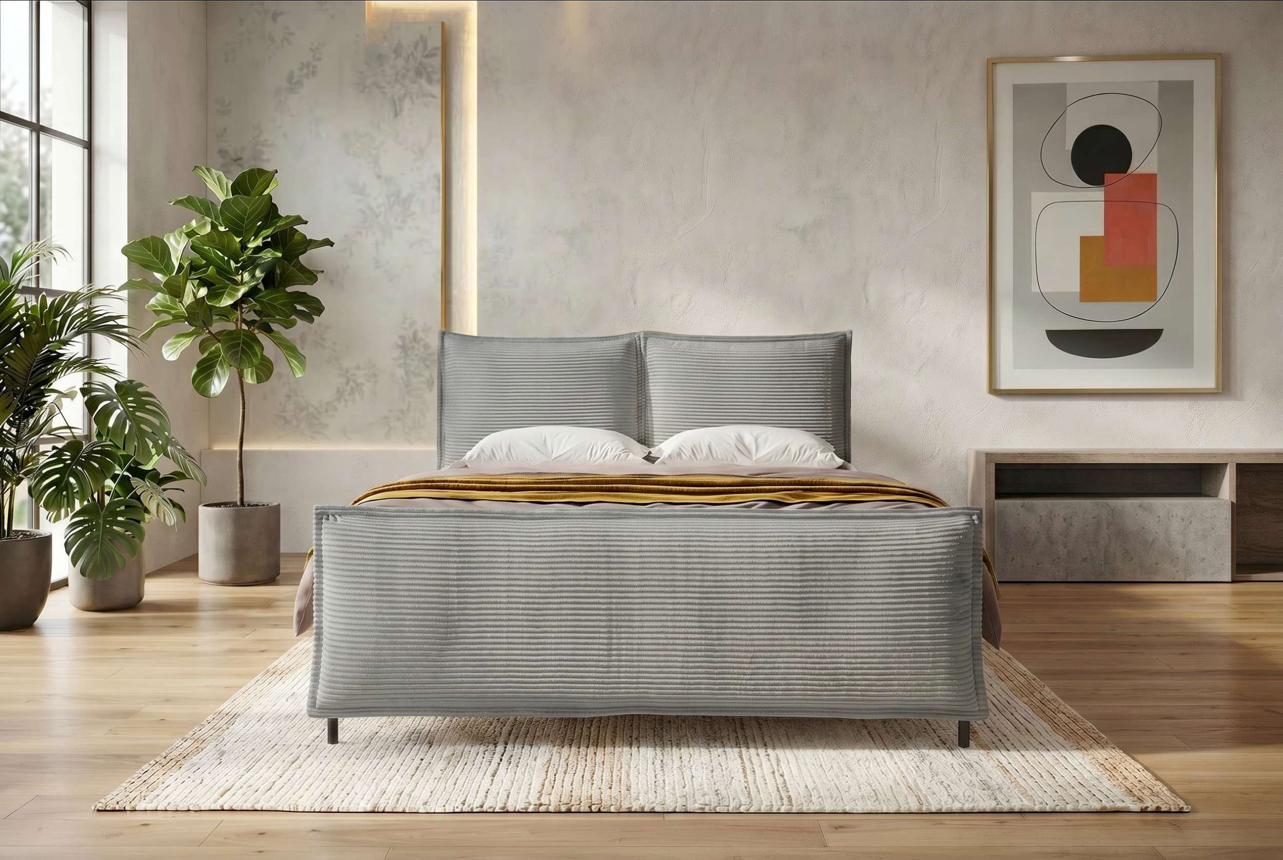 Boxspringbett Elysio Plus Hellgrau
