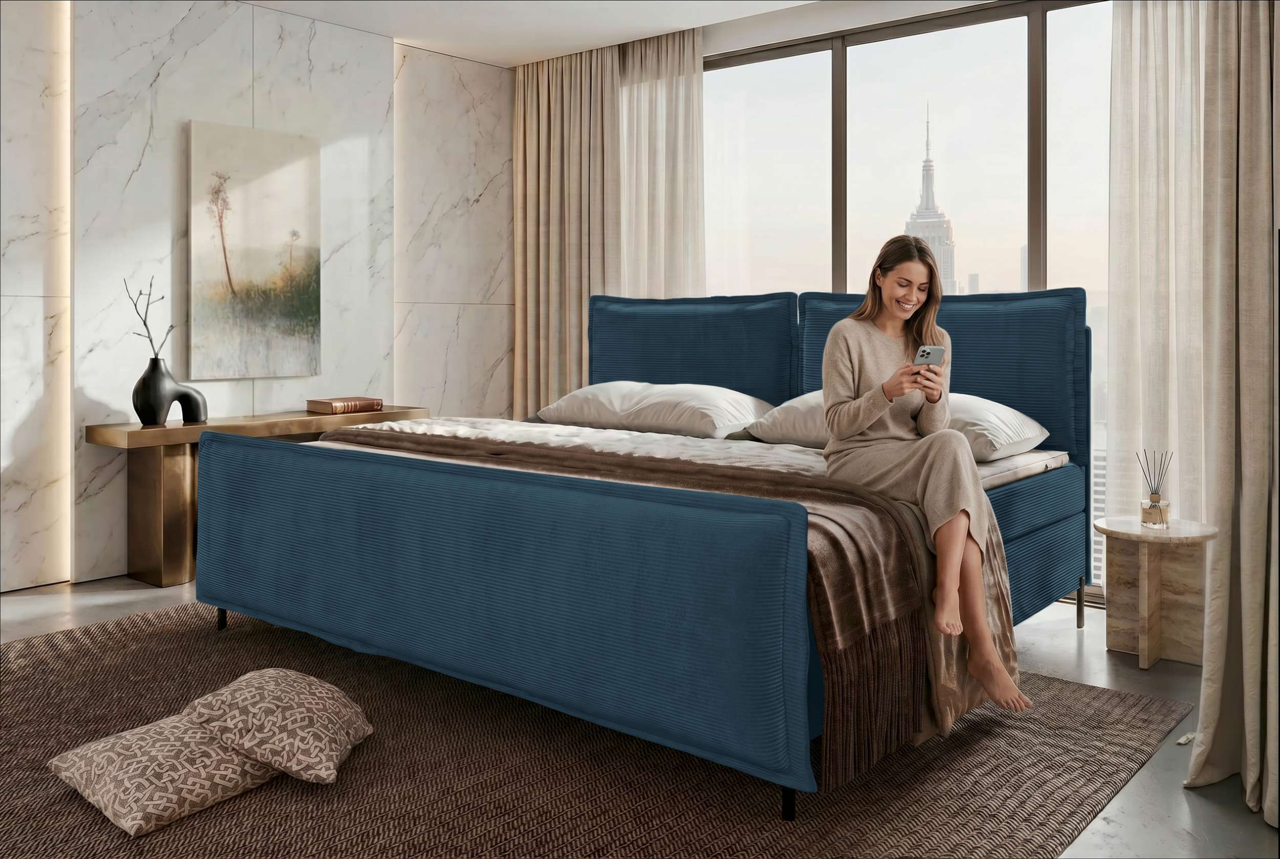 Boxspringbett Elysio Plus Familienbett Blau
