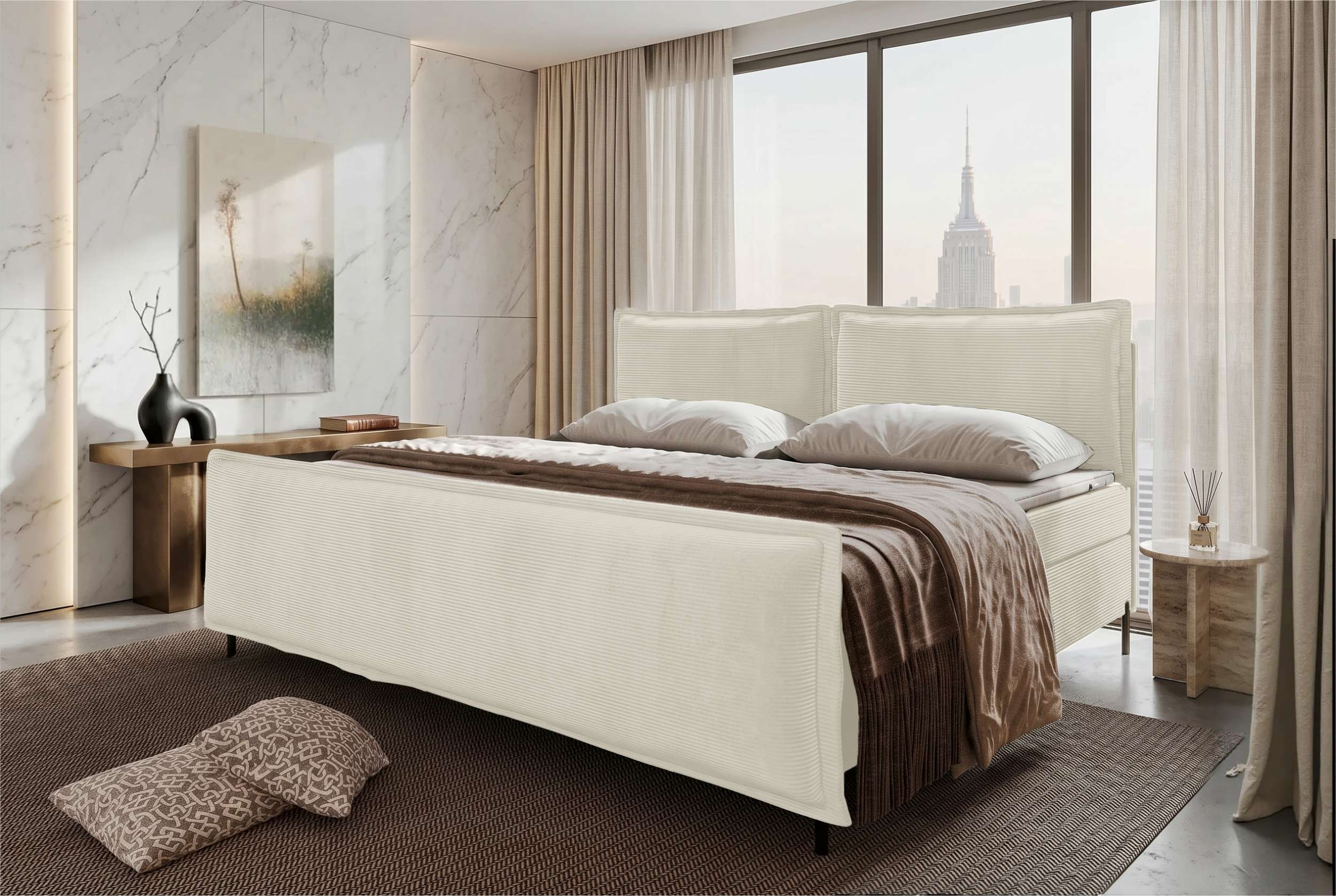 Boxspringbett Elysio Plus Familienbett Creme