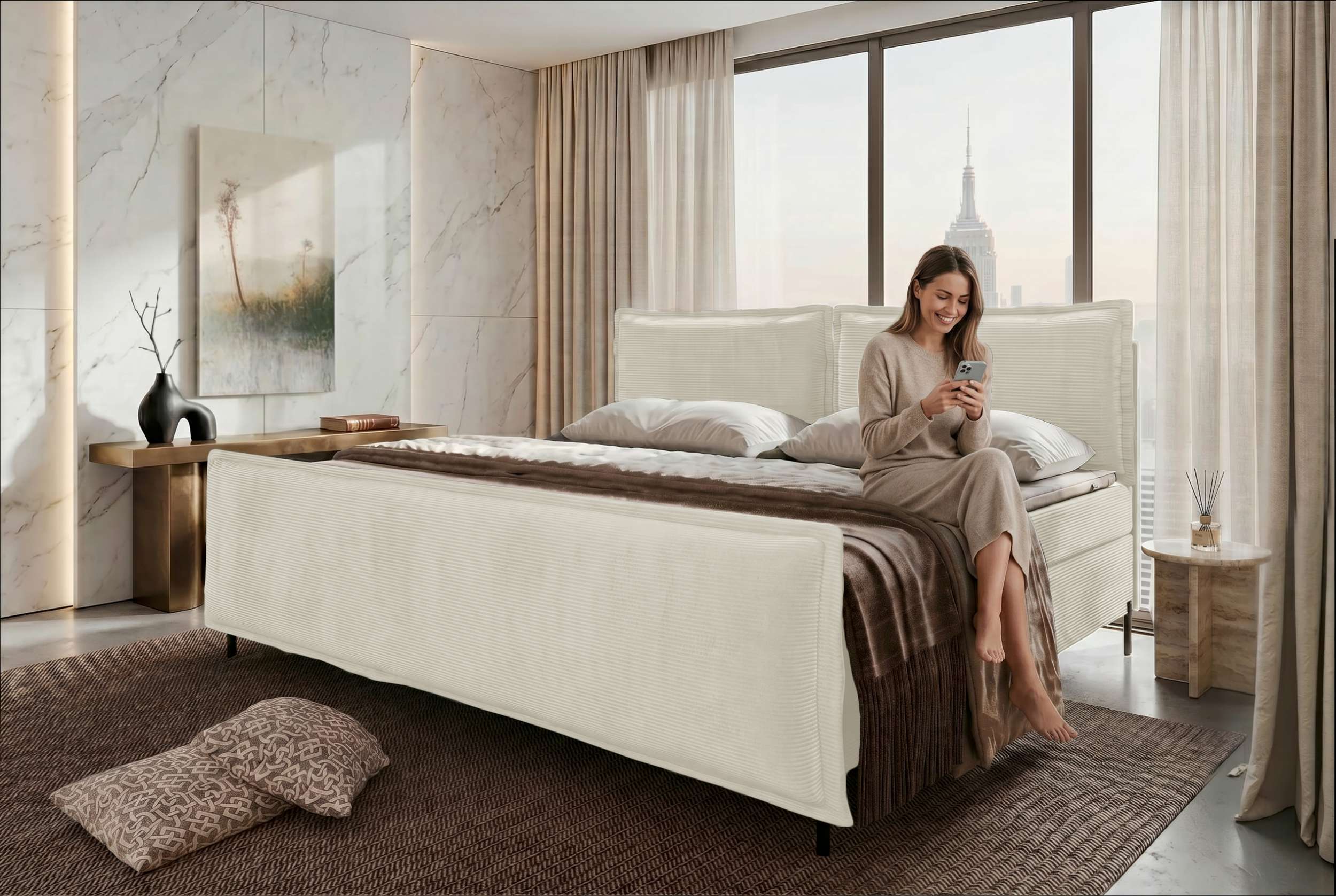 Boxspringbett Elysio Plus Familienbett Creme