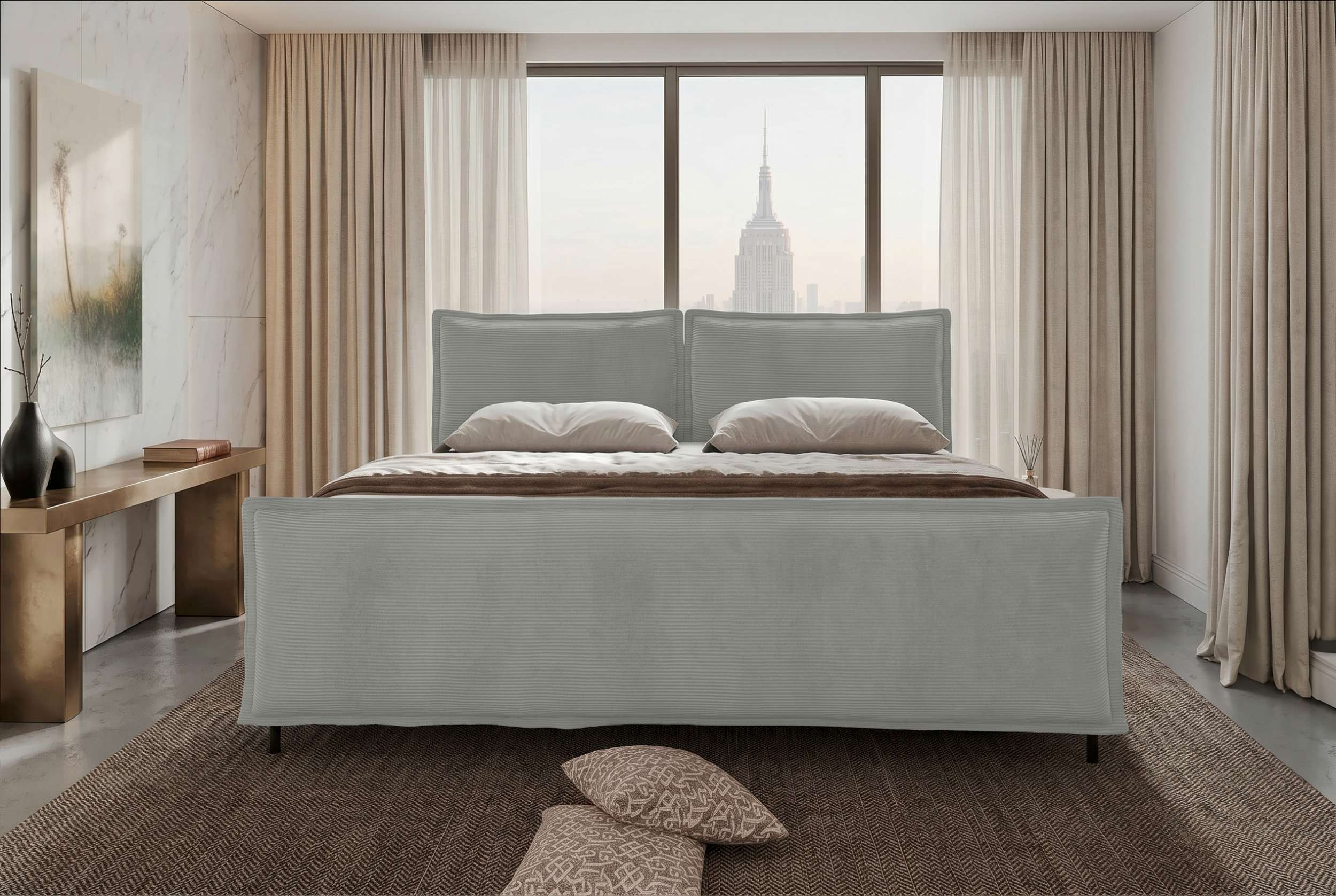 Boxspringbett Elysio Plus Familienbett Hellgrau