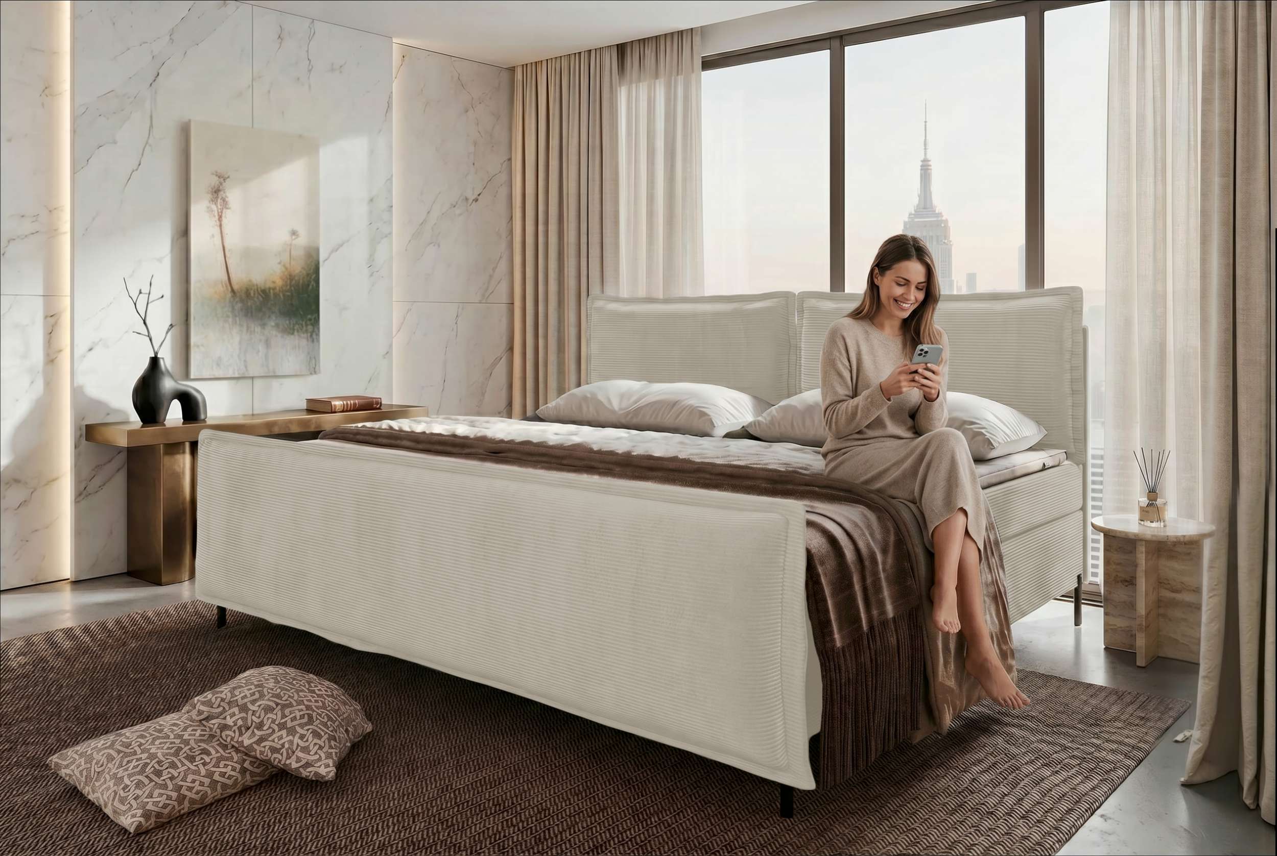 Boxspringbett Elysio Plus Familienbett Greige