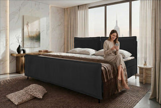 Boxspringbett Elysio Familienbett in Stoff Schwarz