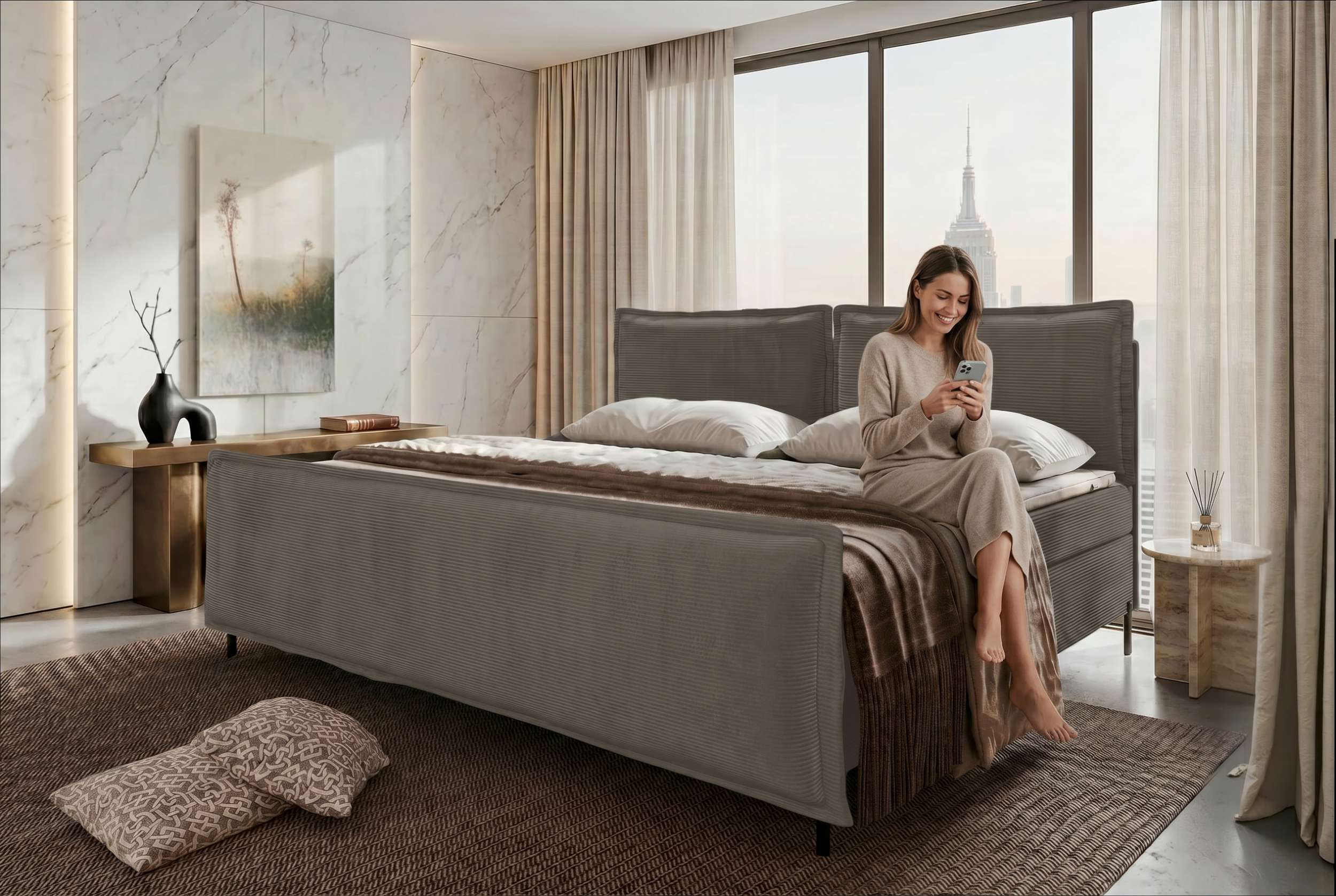 Boxspringbett Elysio Plus Familienbett Cappuccino