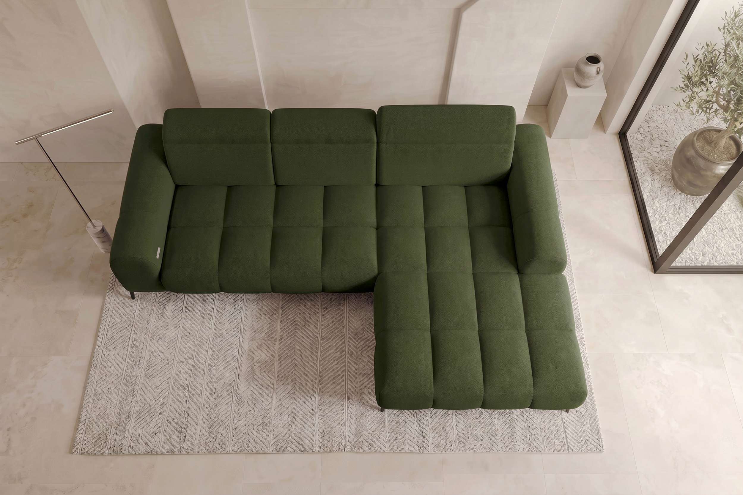 Polster Ecksofa Kairo L Form kurz Olive