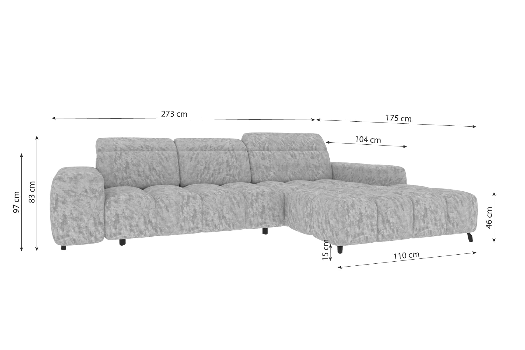 Polster Ecksofa Kairo L Form kurz Olive