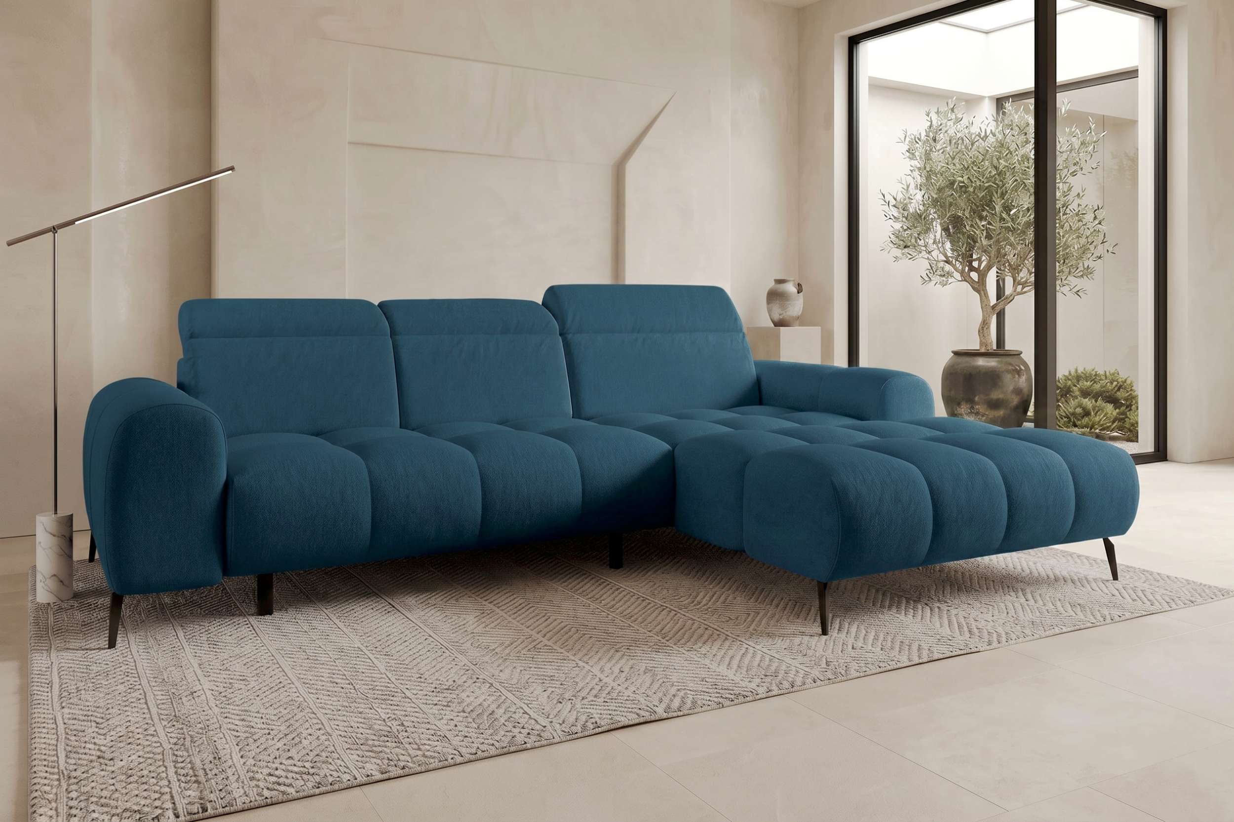 Couch Kairo L Form in Stoff pazifik