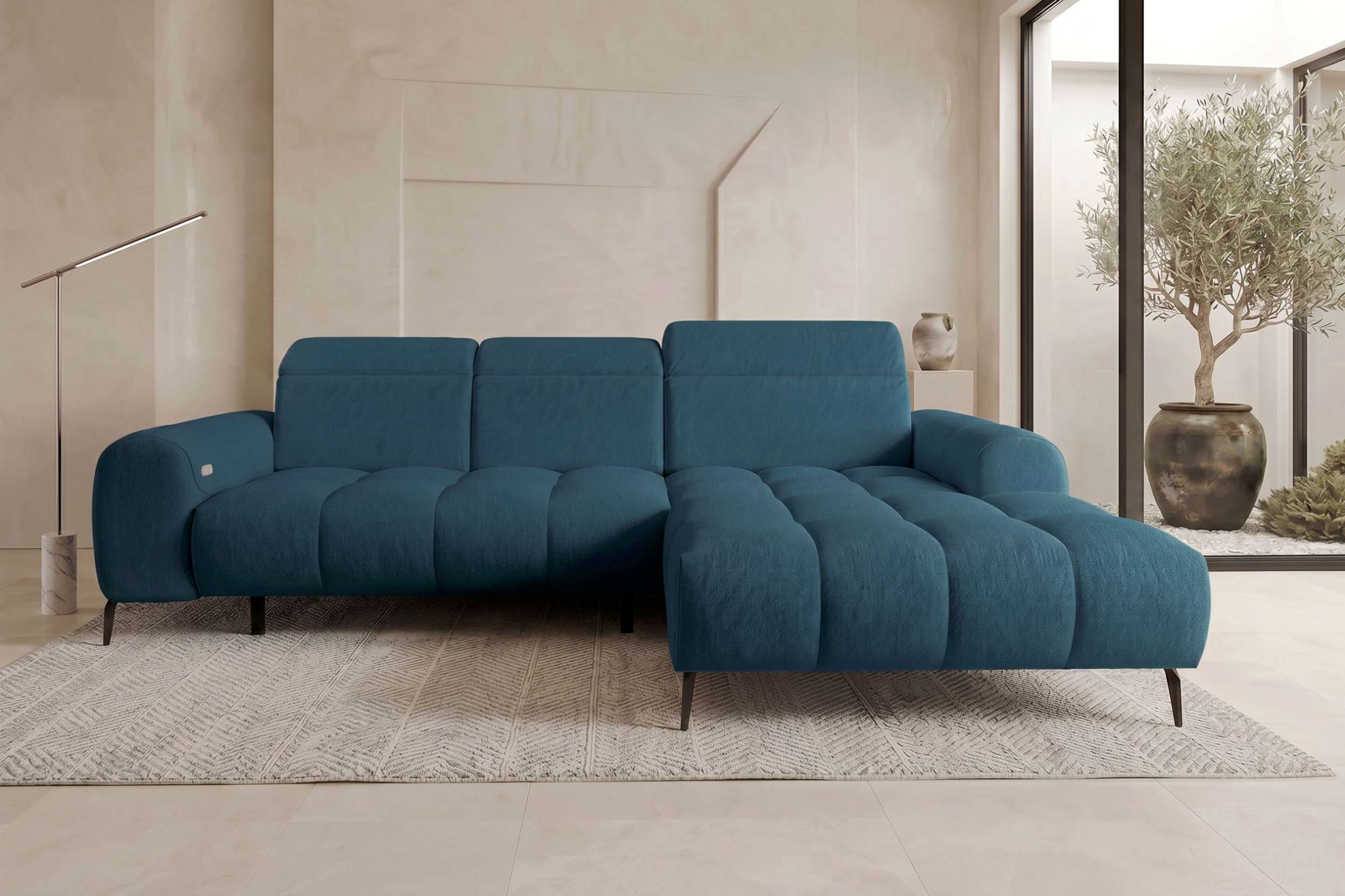 Couch Kairo L Form in Stoff pazifik