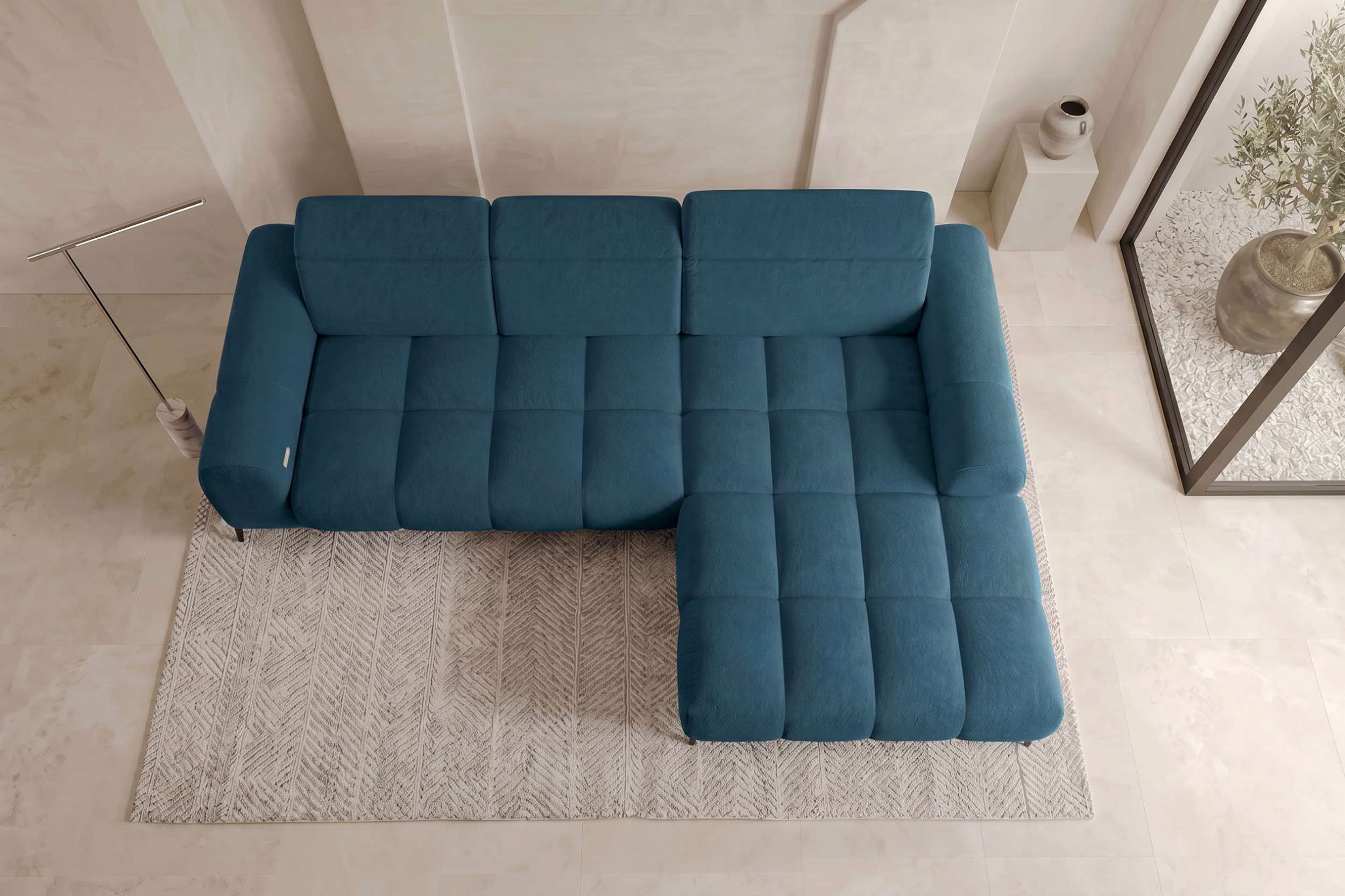 Couch Kairo L Form in Stoff pazifik