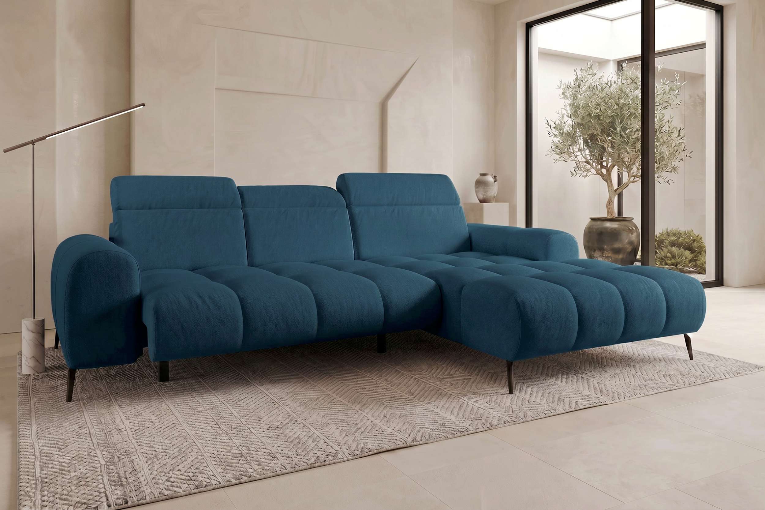 Couch Kairo L Form in Stoff pazifik