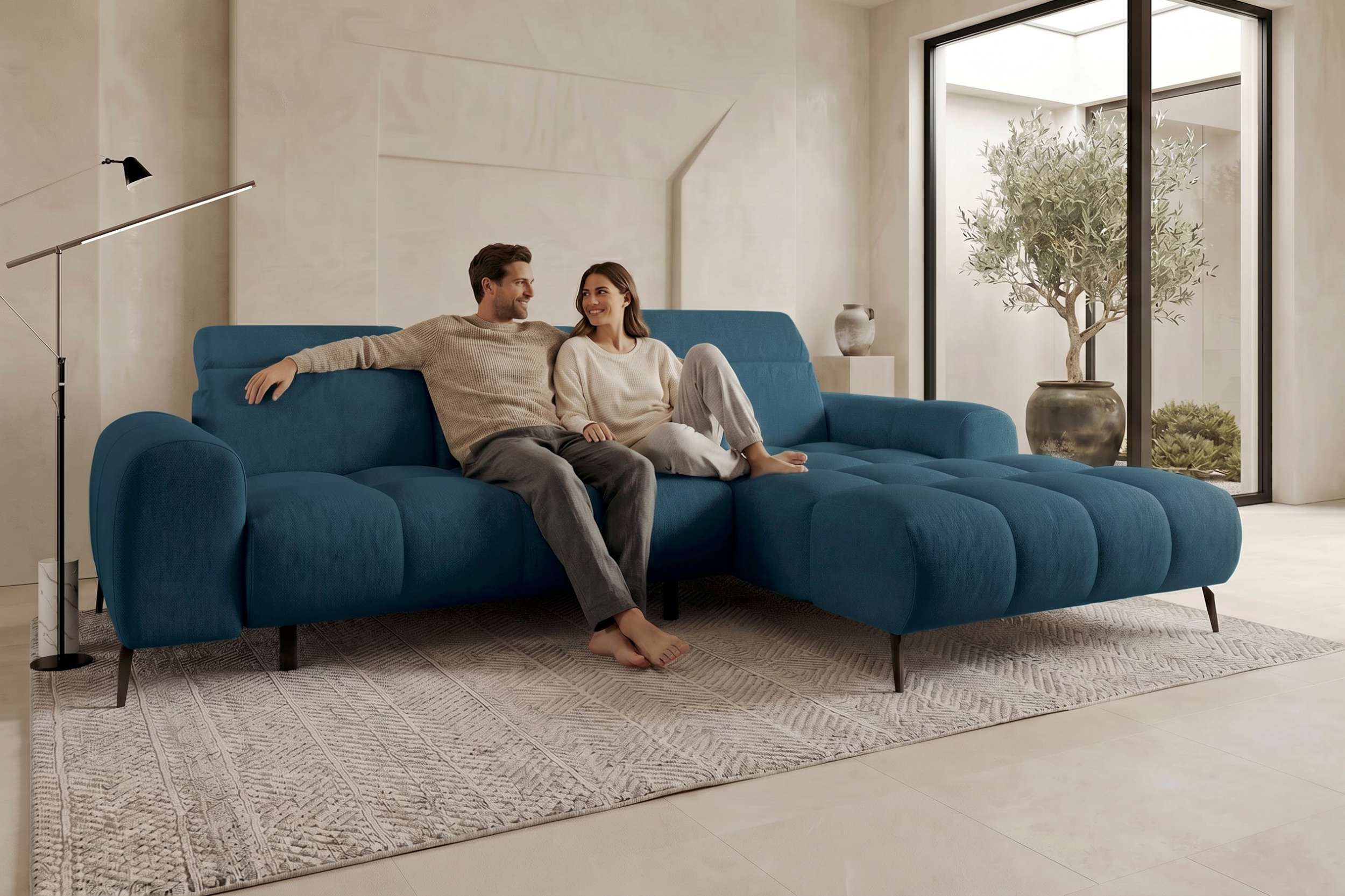 Couch Kairo L Form in Stoff pazifik