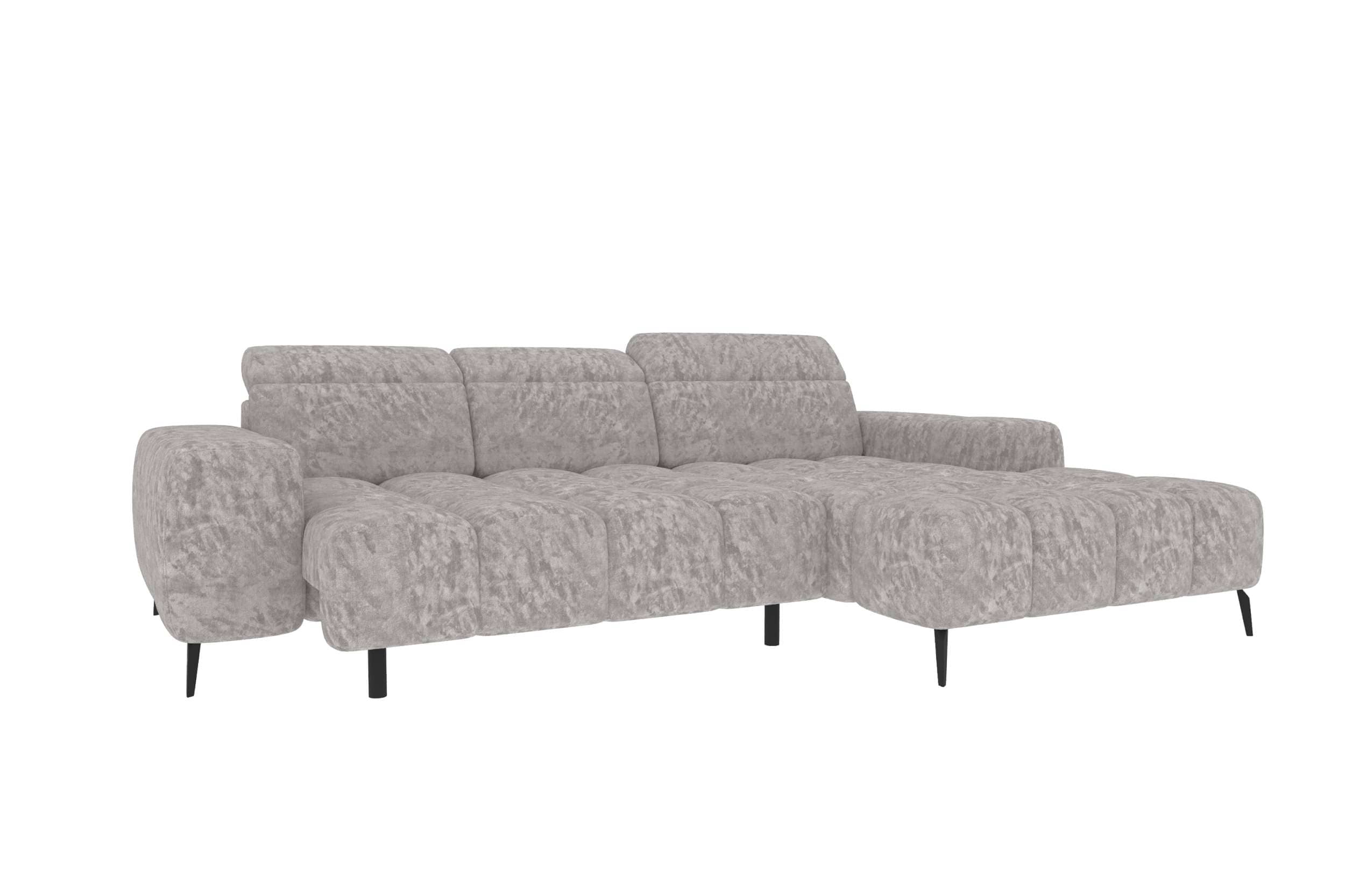 Couch Kairo L Form in Stoff asche