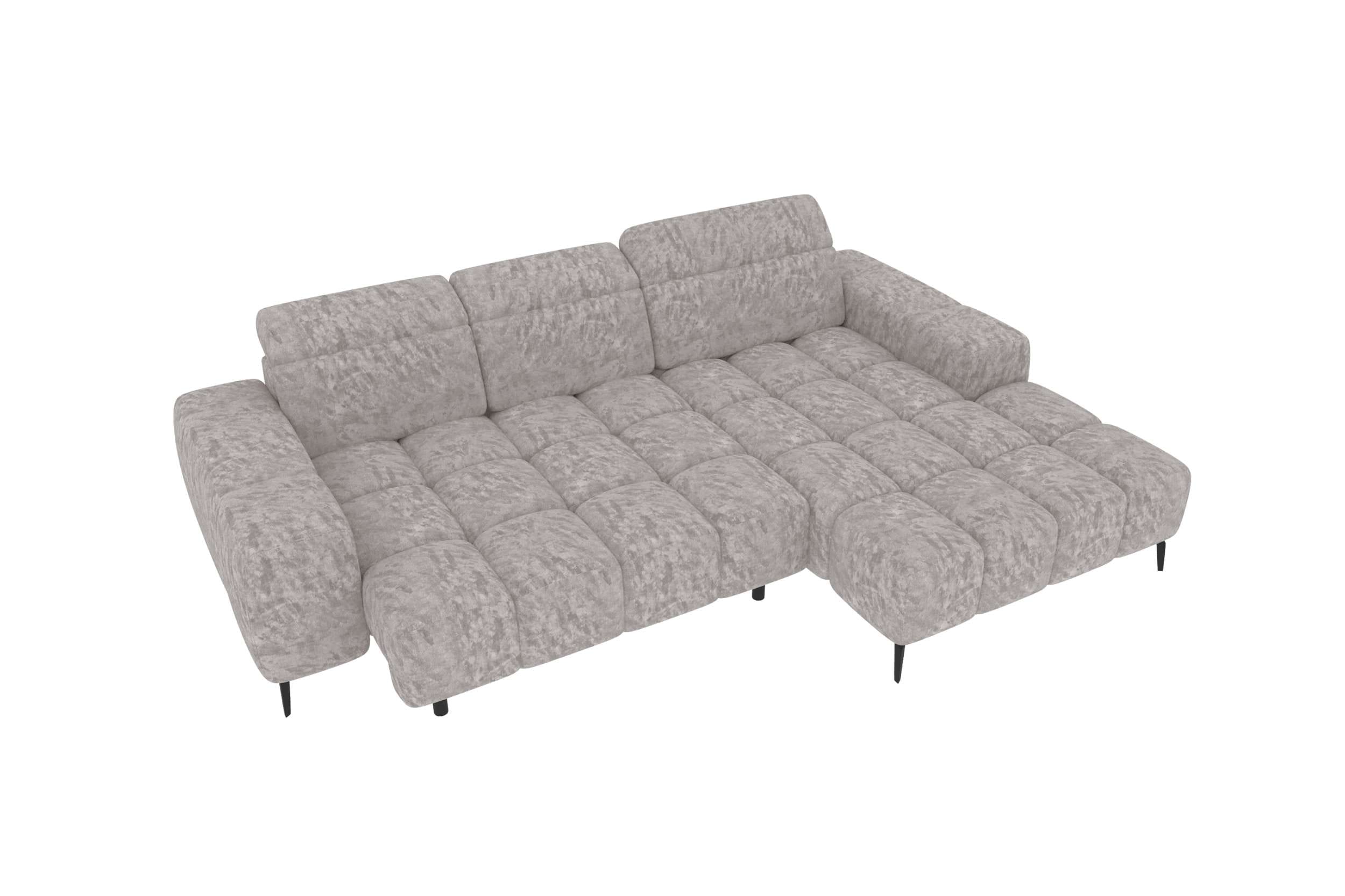 Couch Kairo L Form in Stoff asche