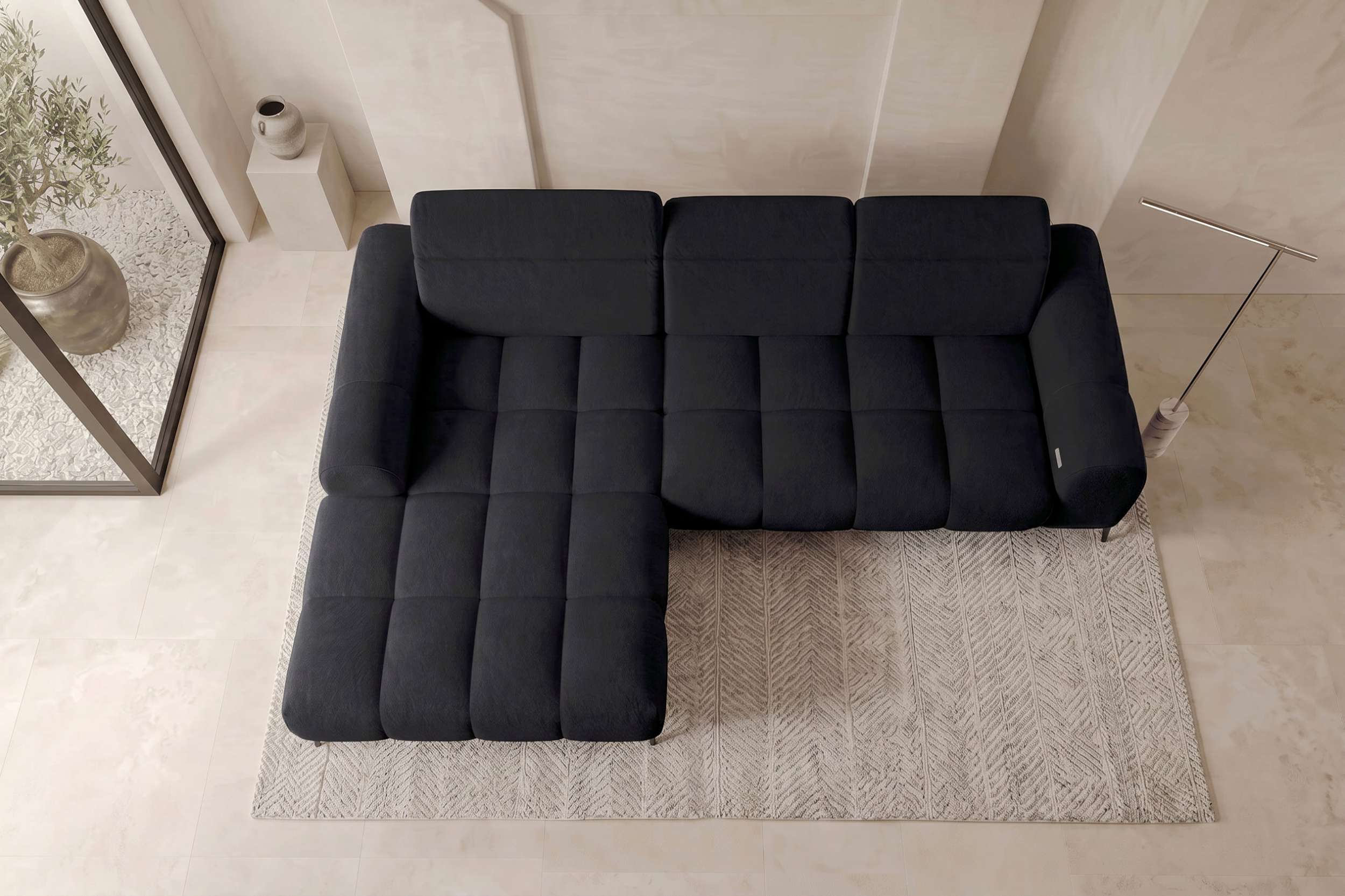 Couch Kairo L Form in Stoff schwarz