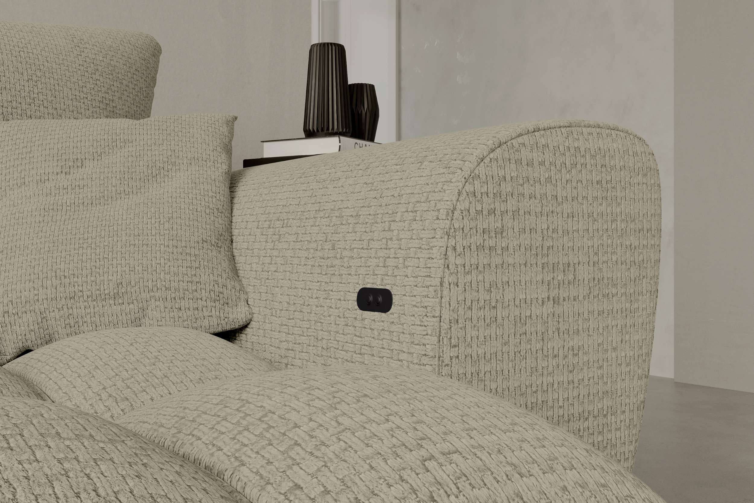 Polster Ecksofa Avino L Form kurz Creme