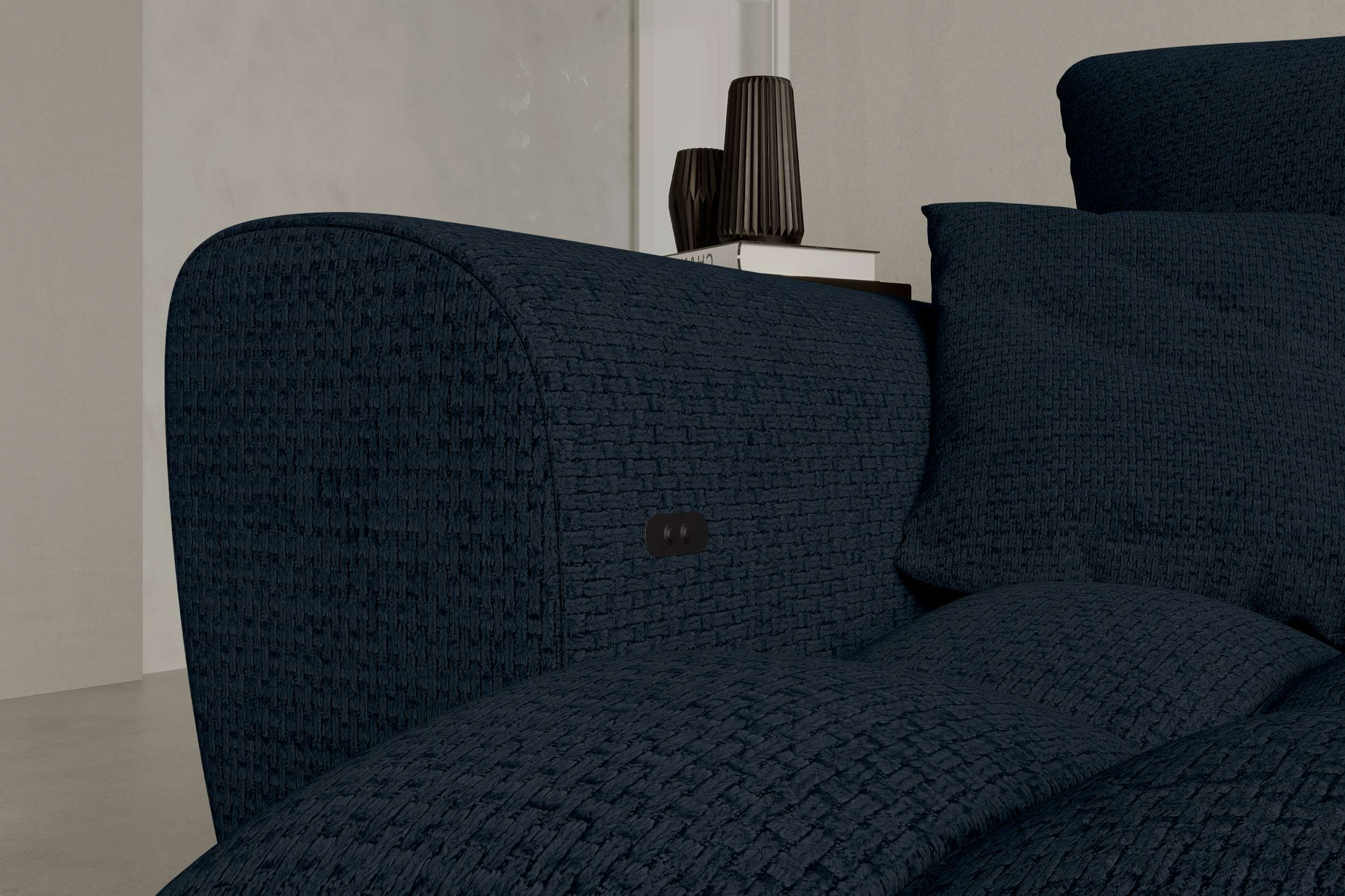 Stoff Ecksofa Avino L Form dunkelblau