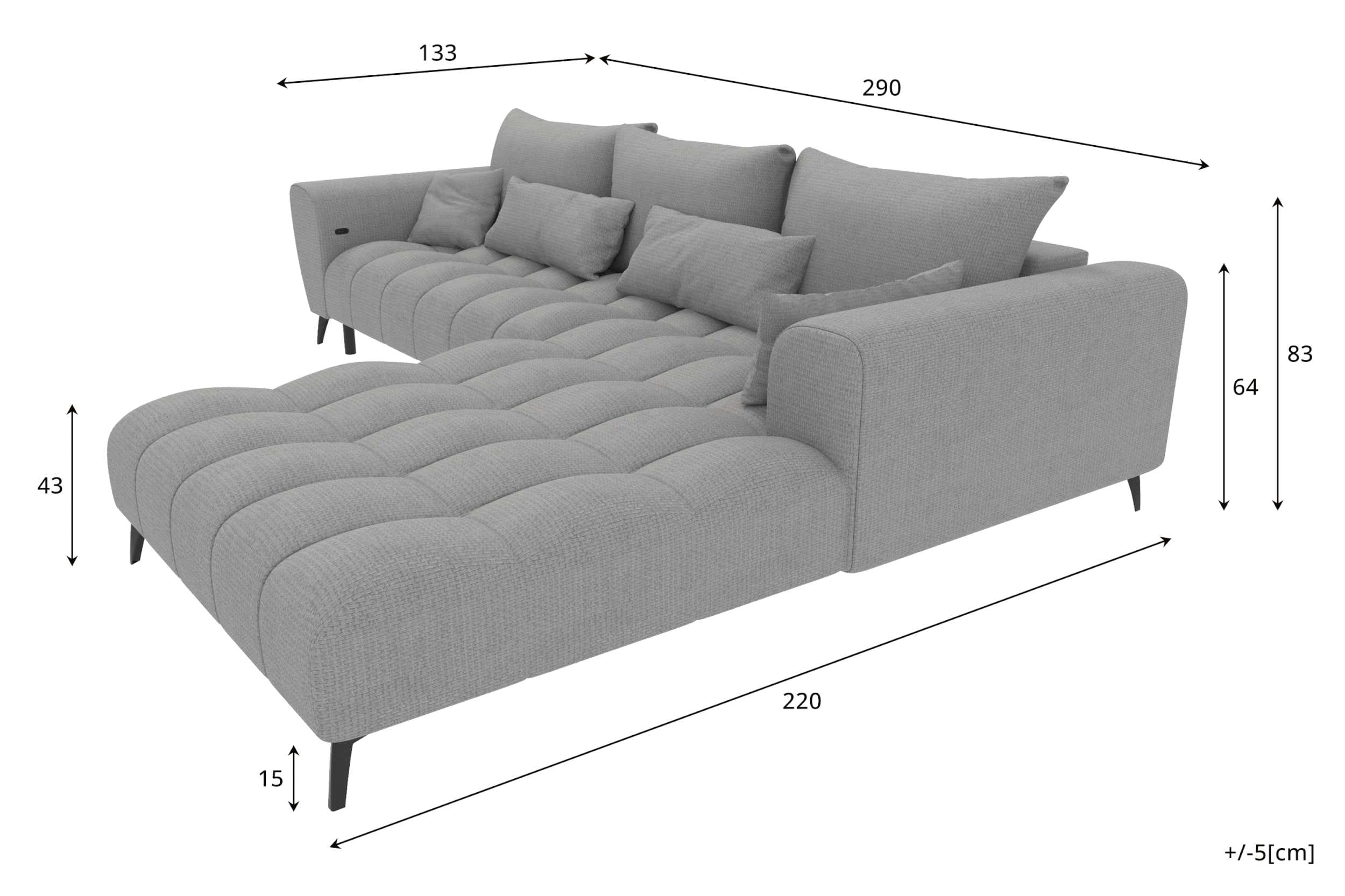 Stoff Ecksofa Avino L Form dunkelblau
