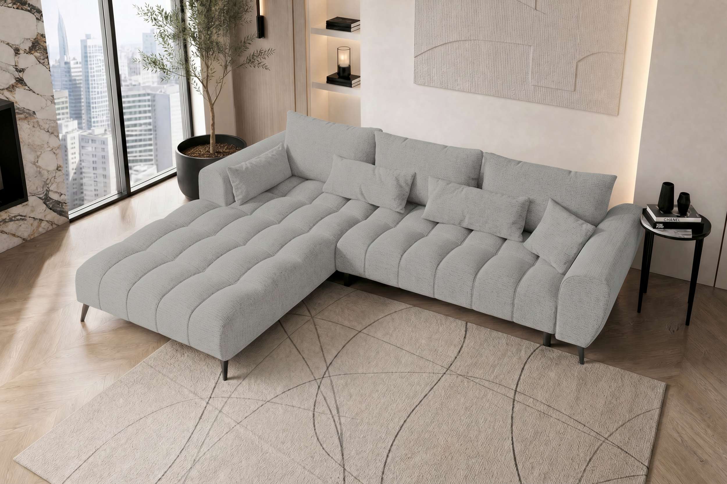Stoff Ecksofa Avino L Form silber