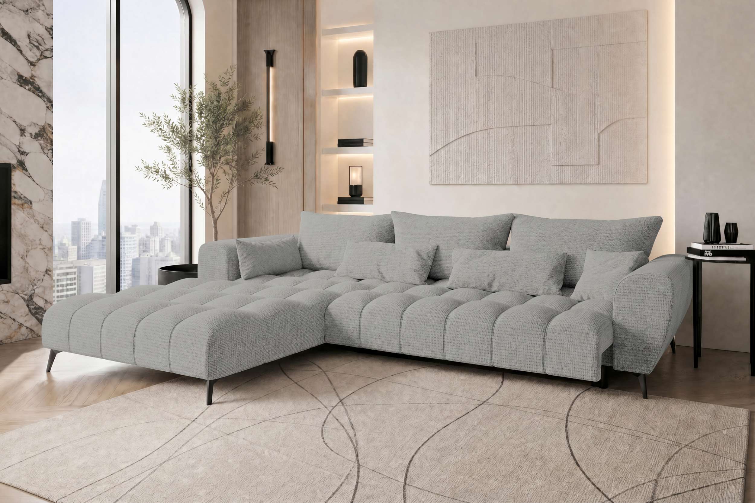Stoff Ecksofa Avino L Form silber