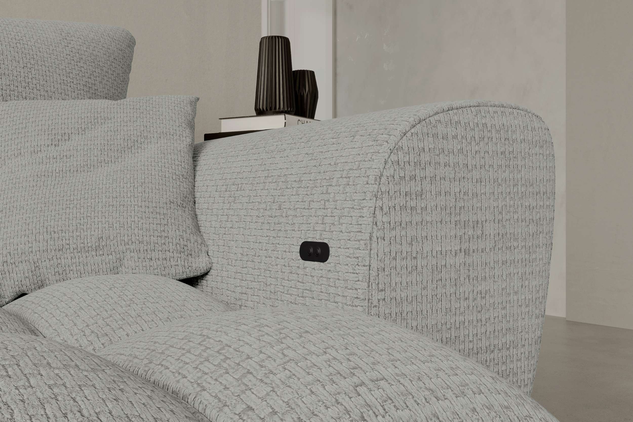 Stoff Ecksofa Avino L Form silber