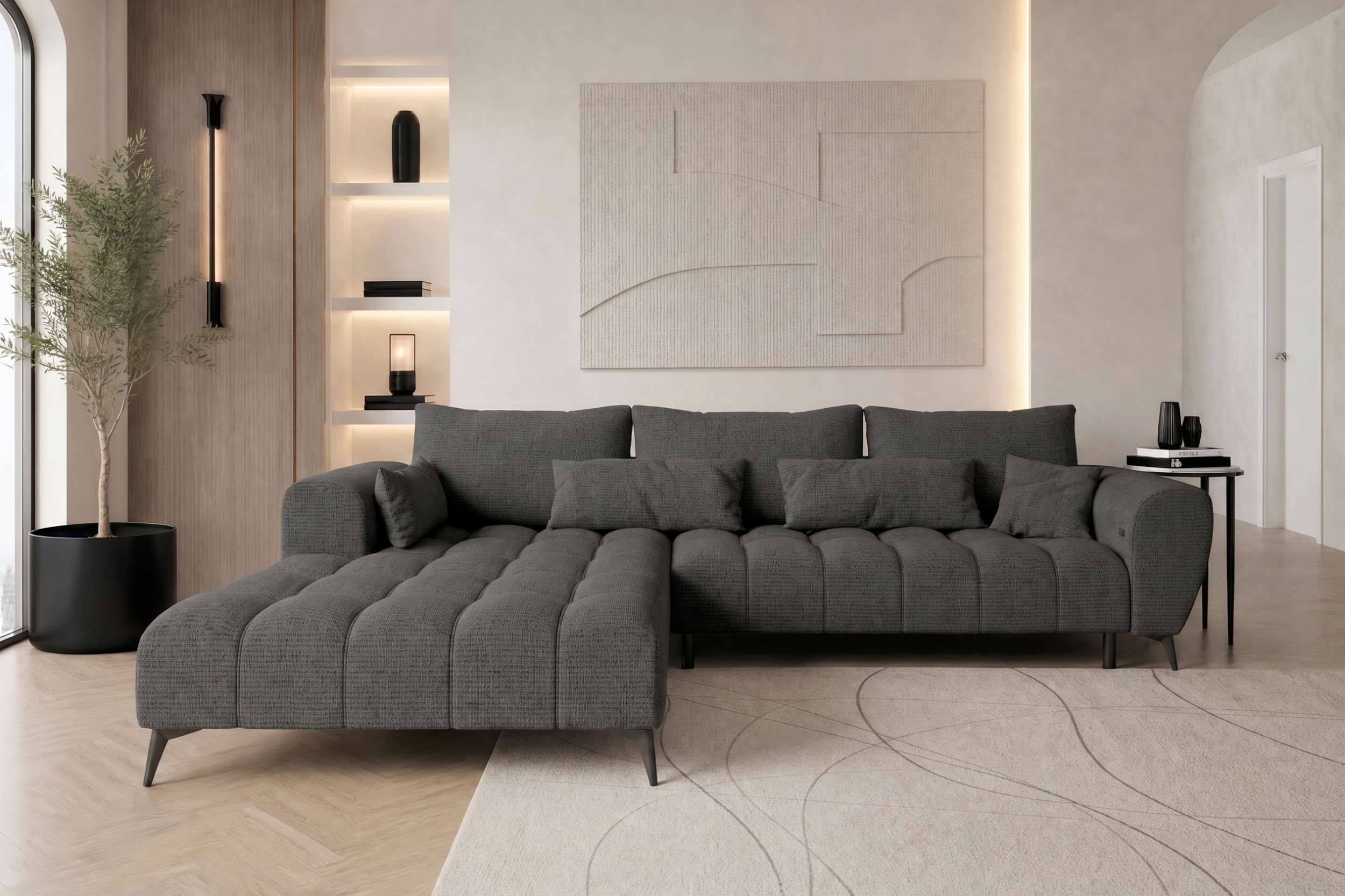 Stoff Ecksofa Avino L-Form Anthrazit
