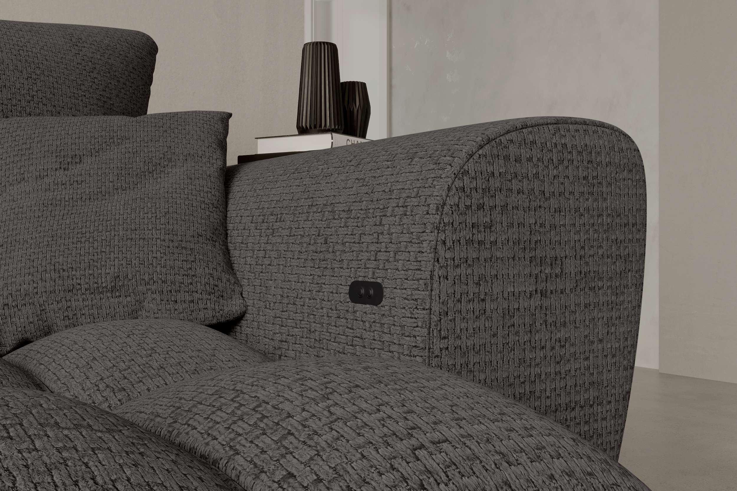 Stoff Ecksofa Avino L-Form Anthrazit