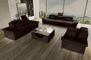 Polster-Sofagarnitur Monza, 3-Sitzer, 2-Sitzer und Sessel Dunkelbraun