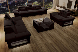Polster-Sofagarnitur Monza, 3-Sitzer, 2-Sitzer und Sessel Dunkelbraun