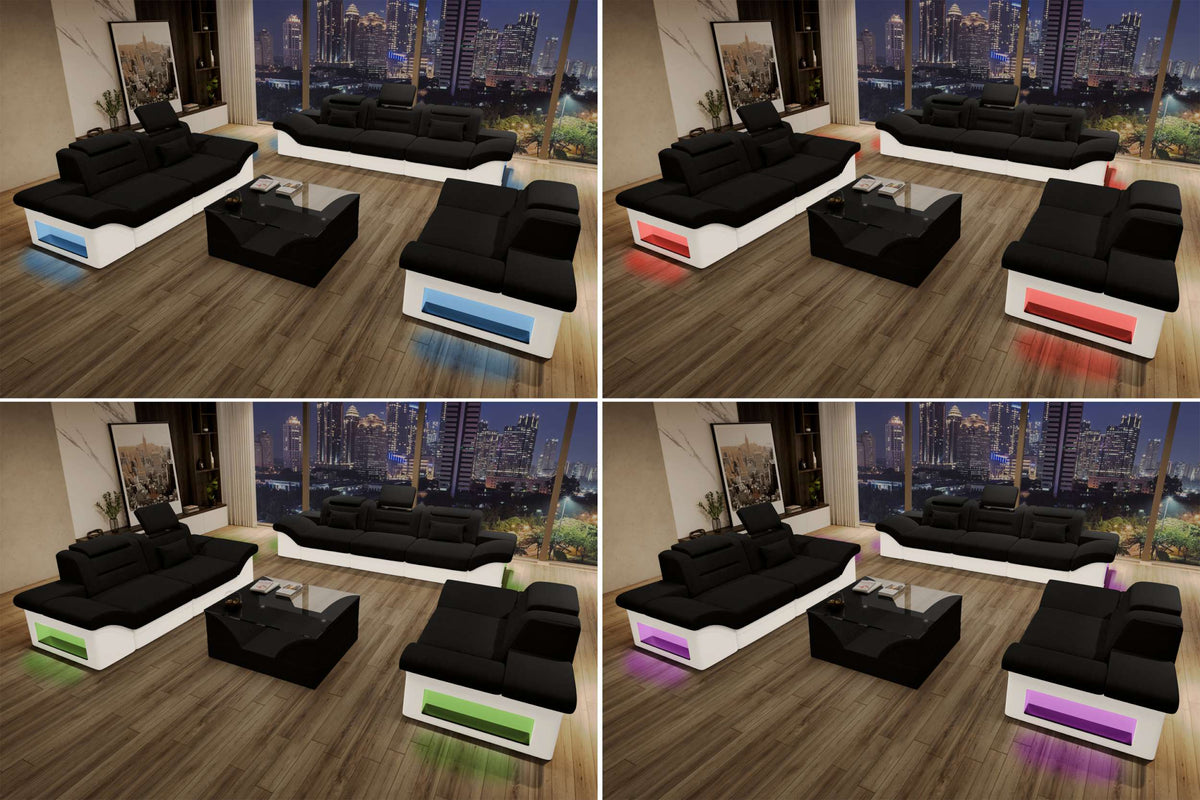 Polster-Sofagarnitur Monza, 3-Sitzer, 2-Sitzer und Sessel Dunkelbraun