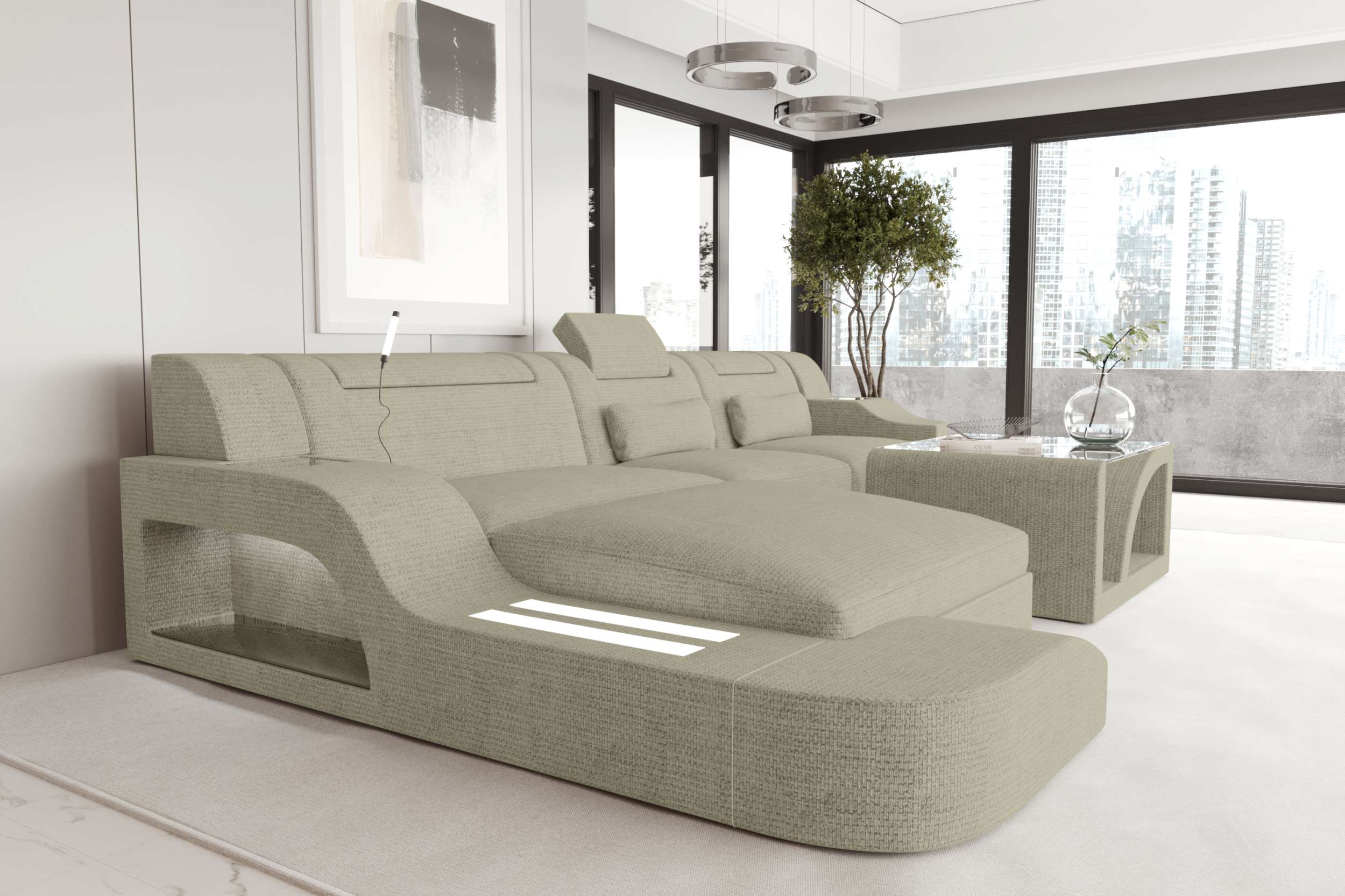 Ecksofa Palermo L Form Stoffsofa Beige