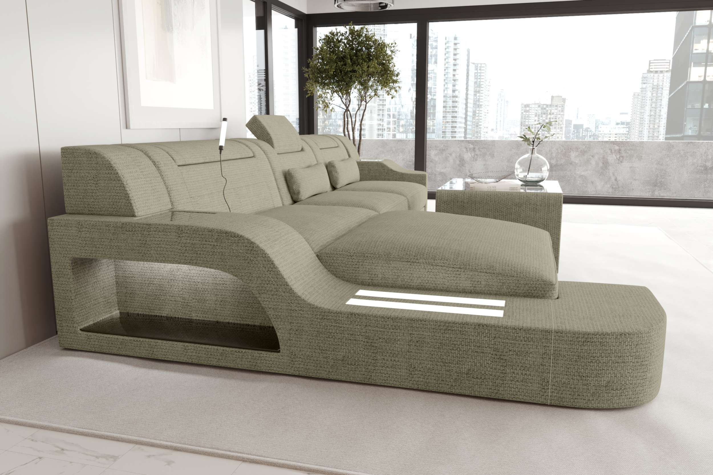 Ecksofa Palermo L Form Stoffsofa Beige