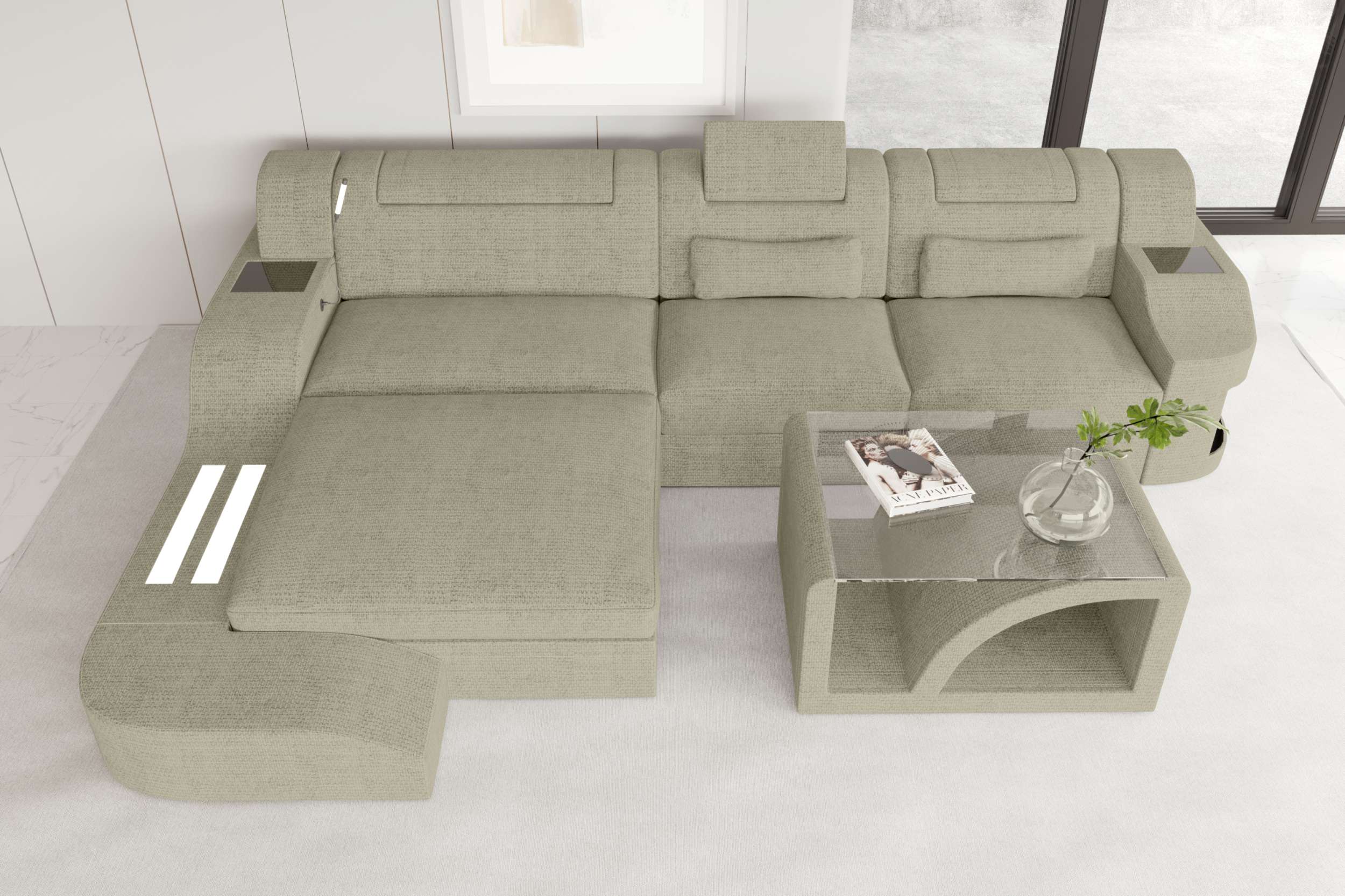 Ecksofa Palermo L Form Stoffsofa Beige