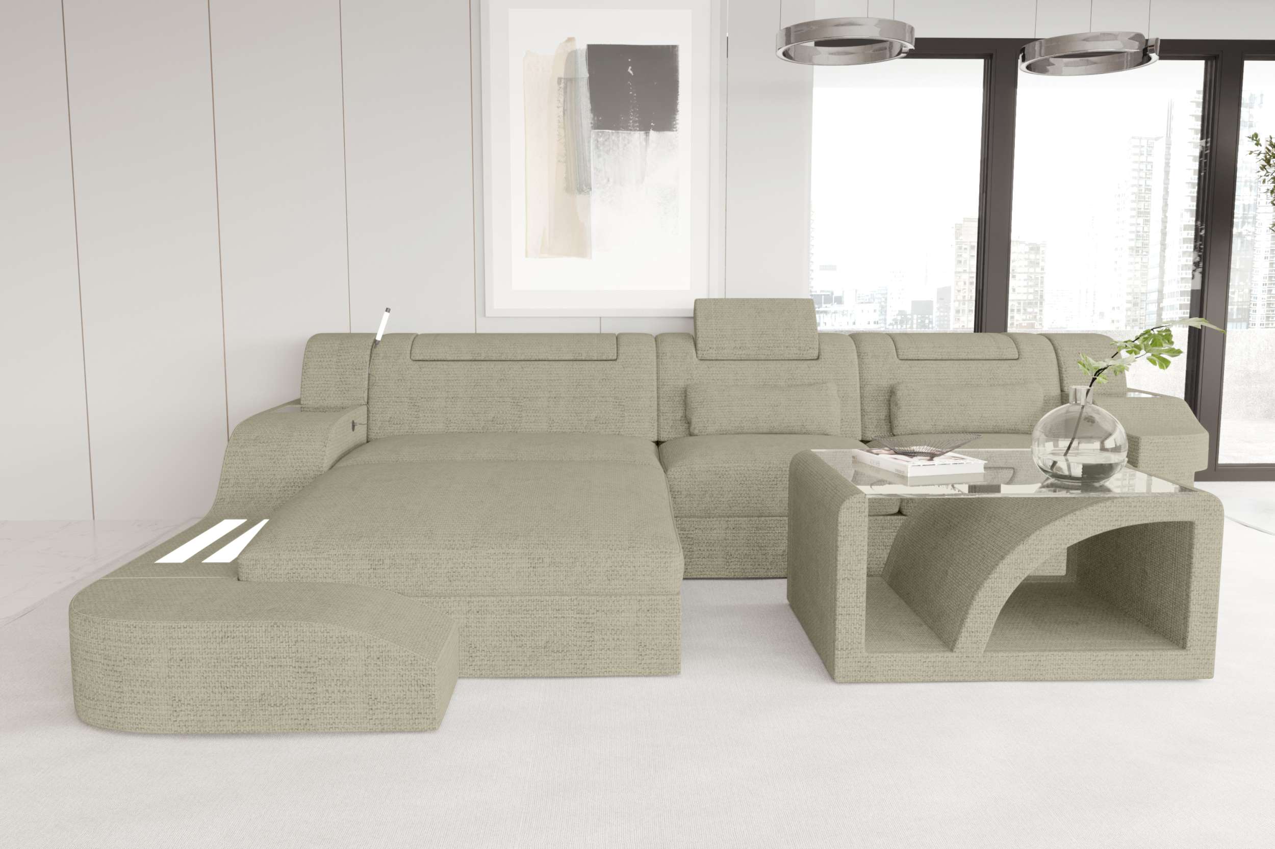 Ecksofa Palermo L Form Stoffsofa Beige